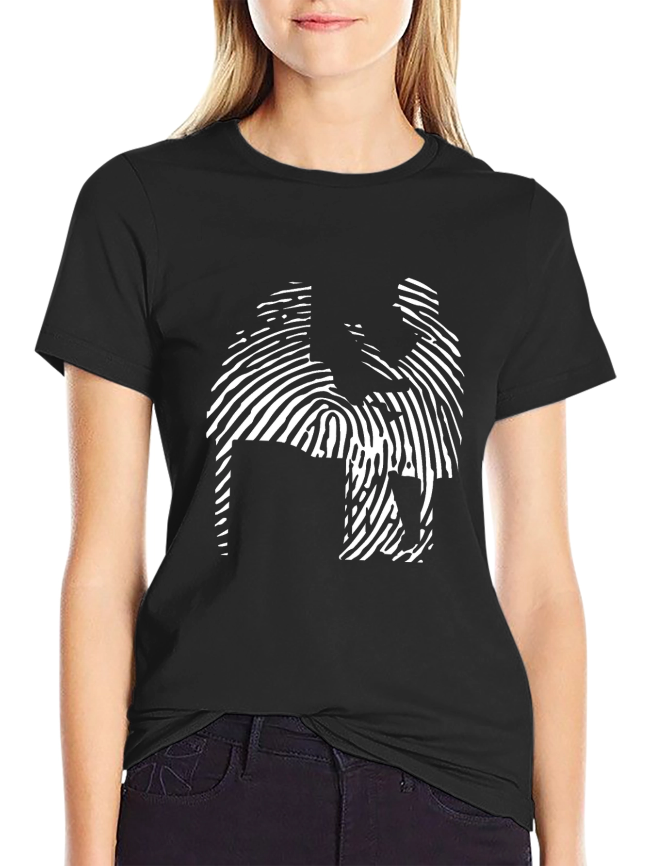Abstract Fingerprint Design Black T-Shirt