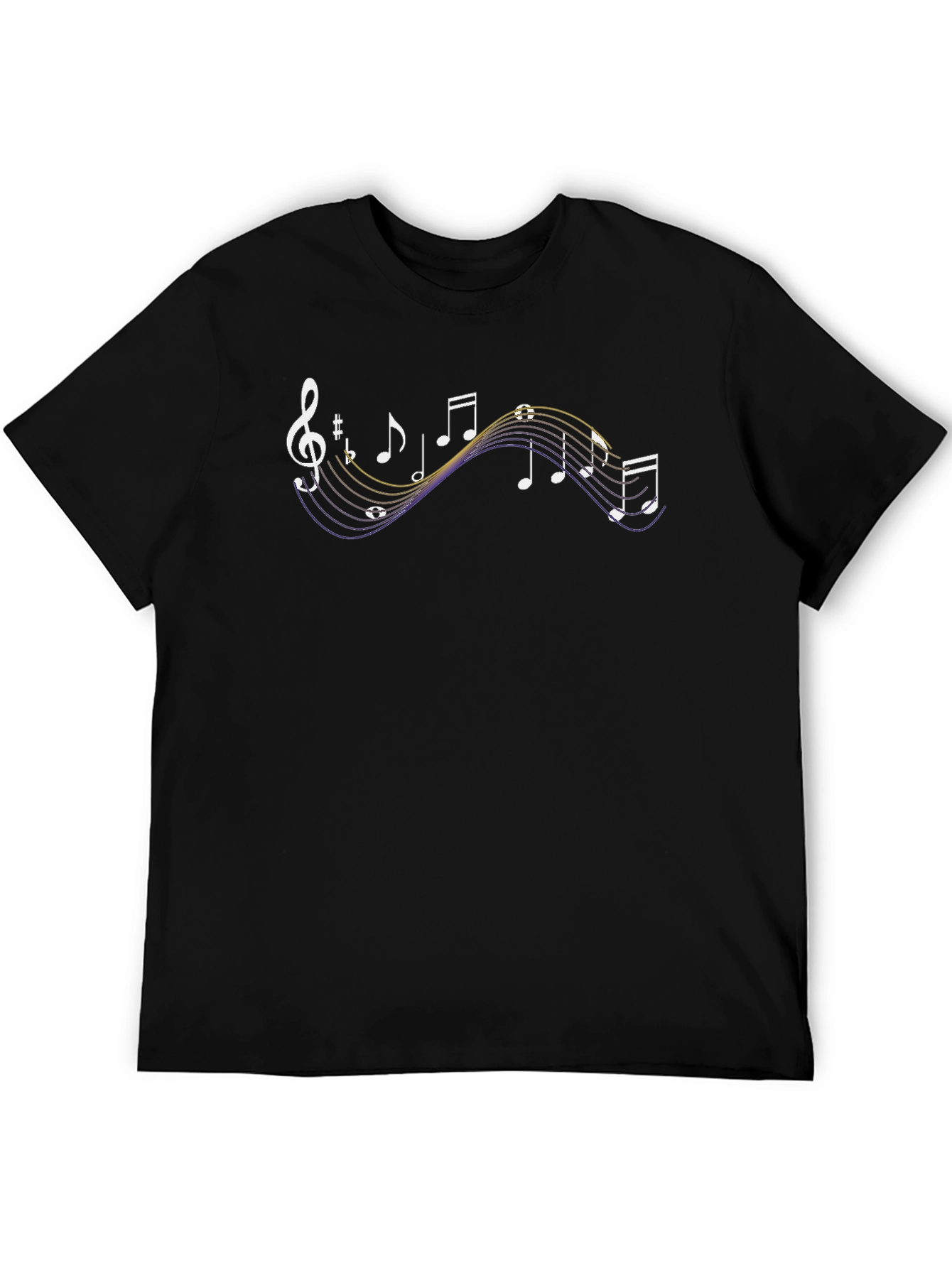 Musical Notes Graphic T-Shirt - Black Cotton Tee