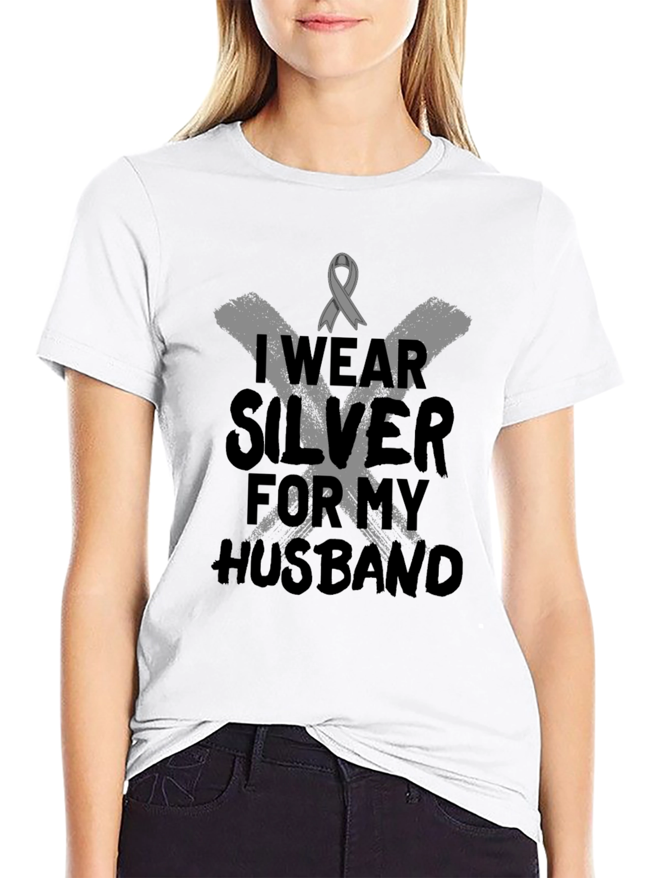 I Wear Silver For My Husband T-Shirt