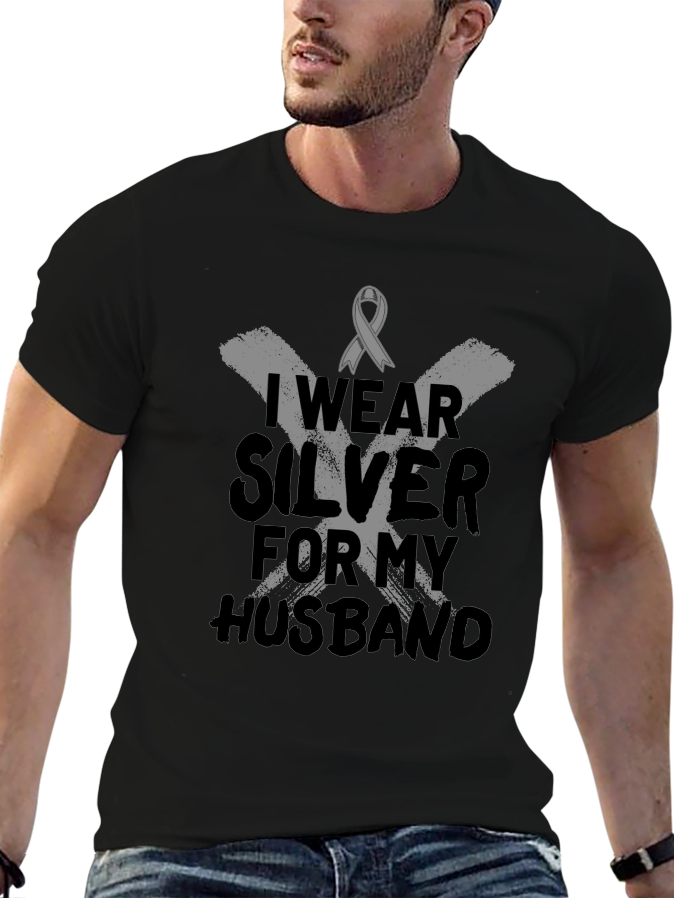 I Wear Silver For My Husband T-Shirt