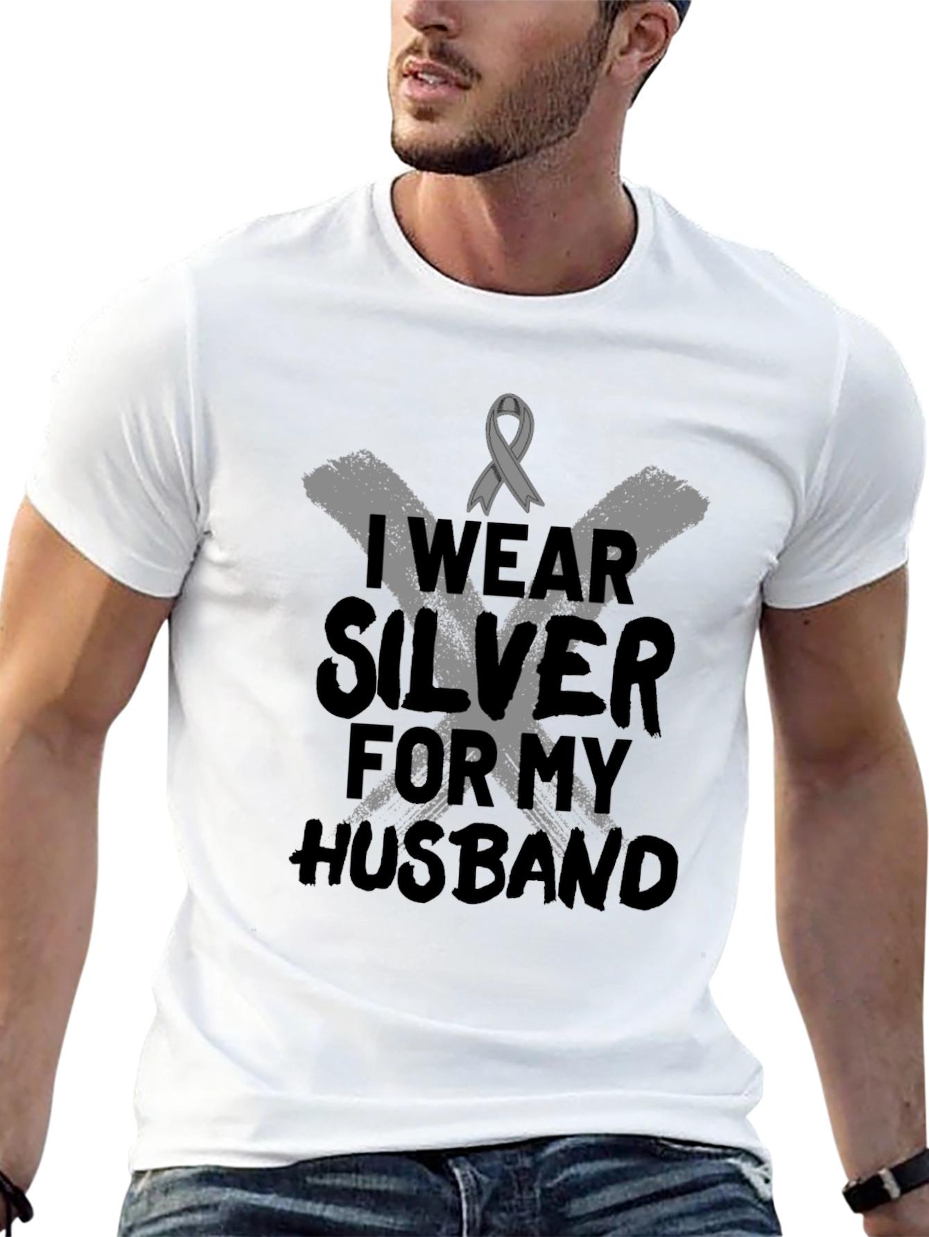 I Wear Silver For My Husband T-Shirt
