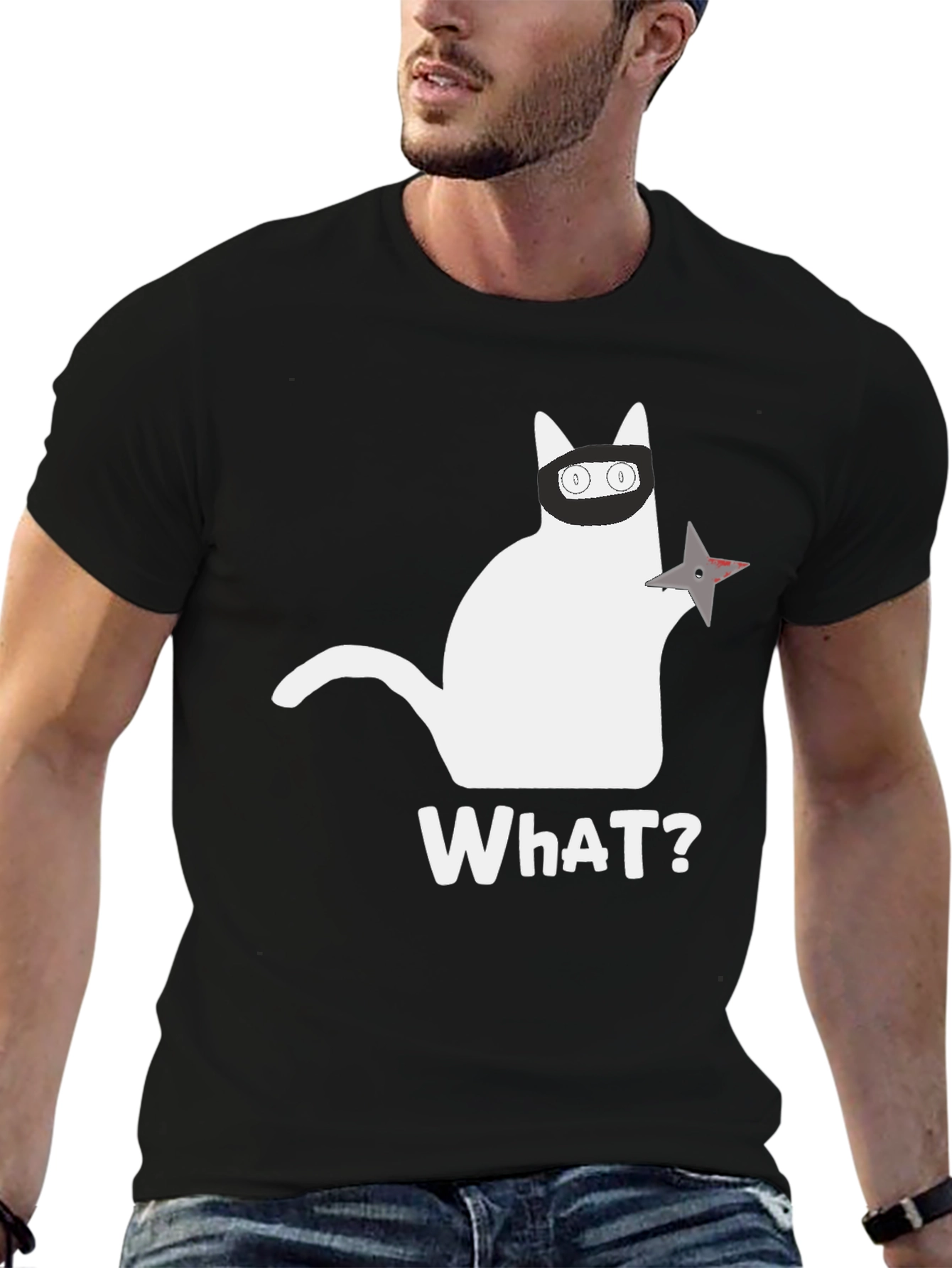 Ninja Cat WhAT? T-Shirt - Cool & Funny Design