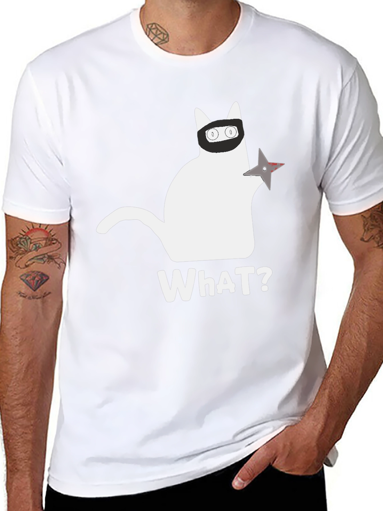 Ninja Cat WhAT? T-Shirt - Cool & Funny Design