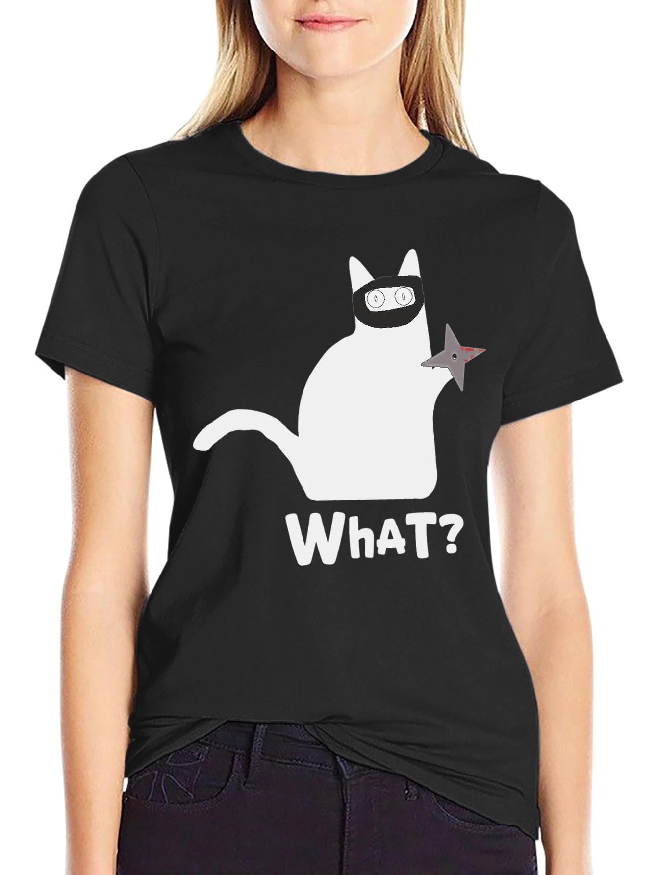 Ninja Cat WhAT? T-Shirt - Cool & Funny Design