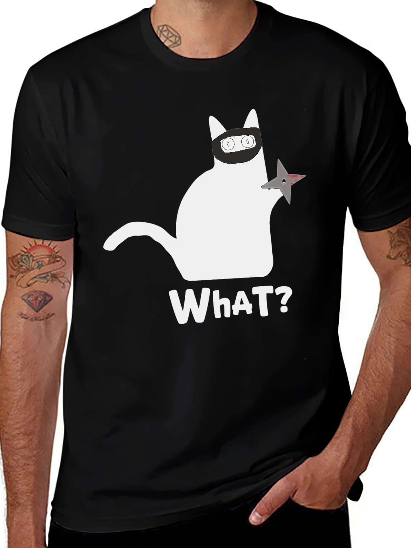 Ninja Cat WhAT? T-Shirt - Cool & Funny Design