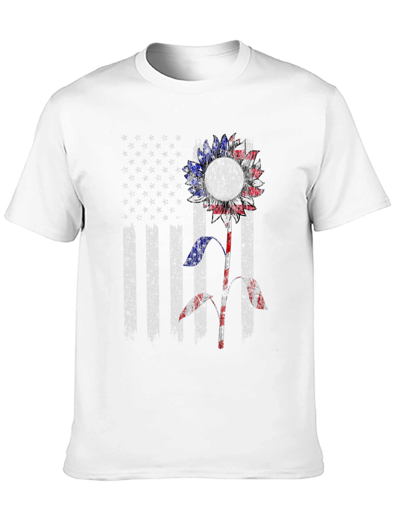 American Flag Sunflower Graphic Tee - Patriotic Style