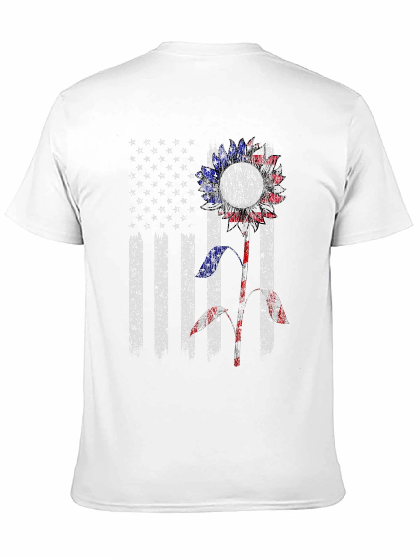 American Flag Sunflower Graphic Tee - Patriotic Style