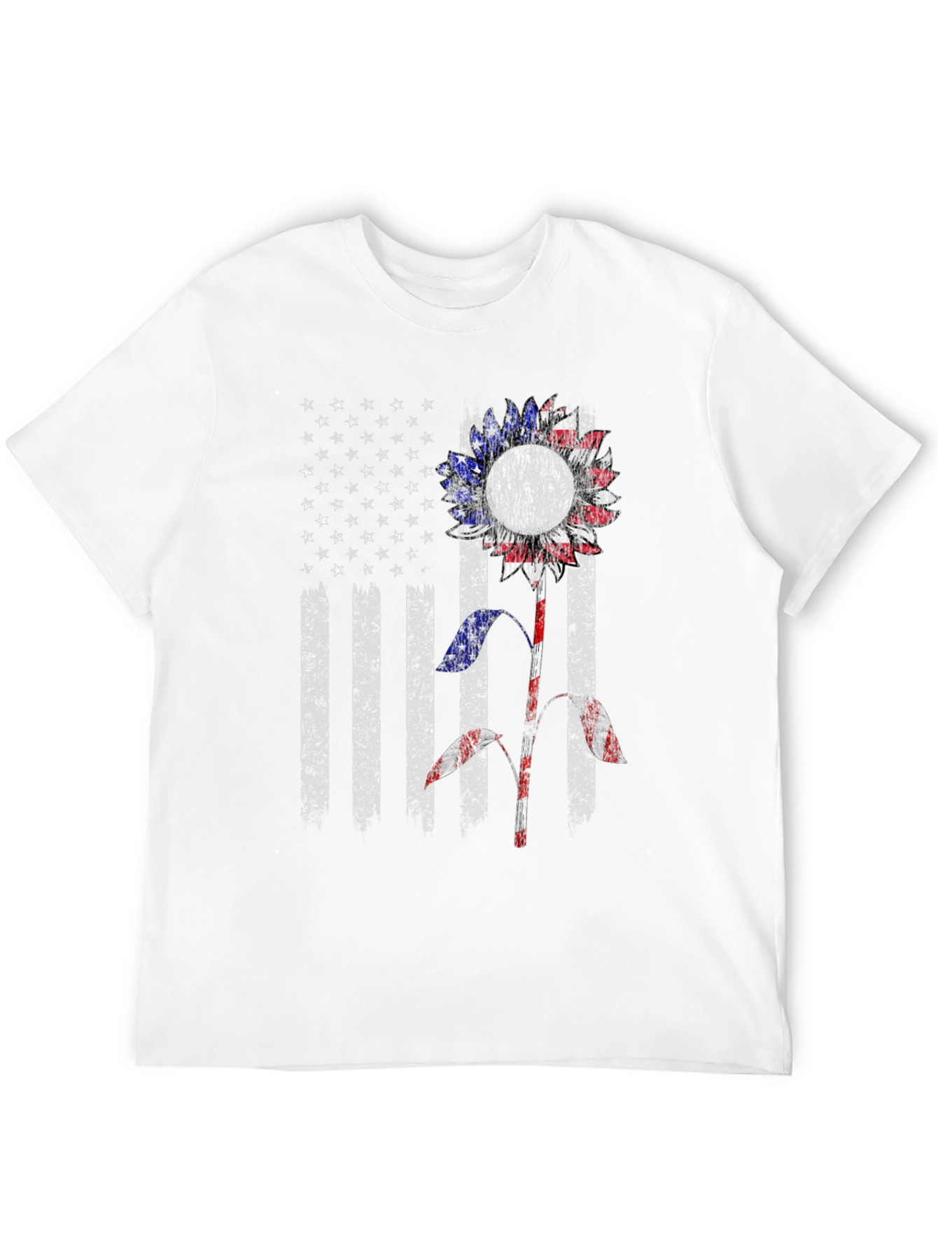 American Flag Sunflower Graphic Tee - Patriotic Style