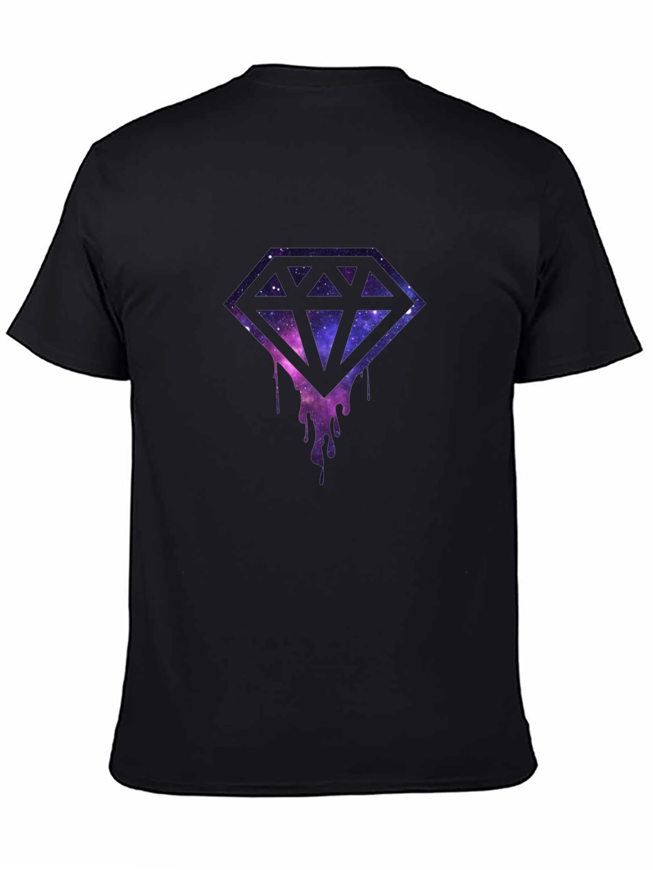 Galaxy Diamond Drip Graphic Black T-Shirt
