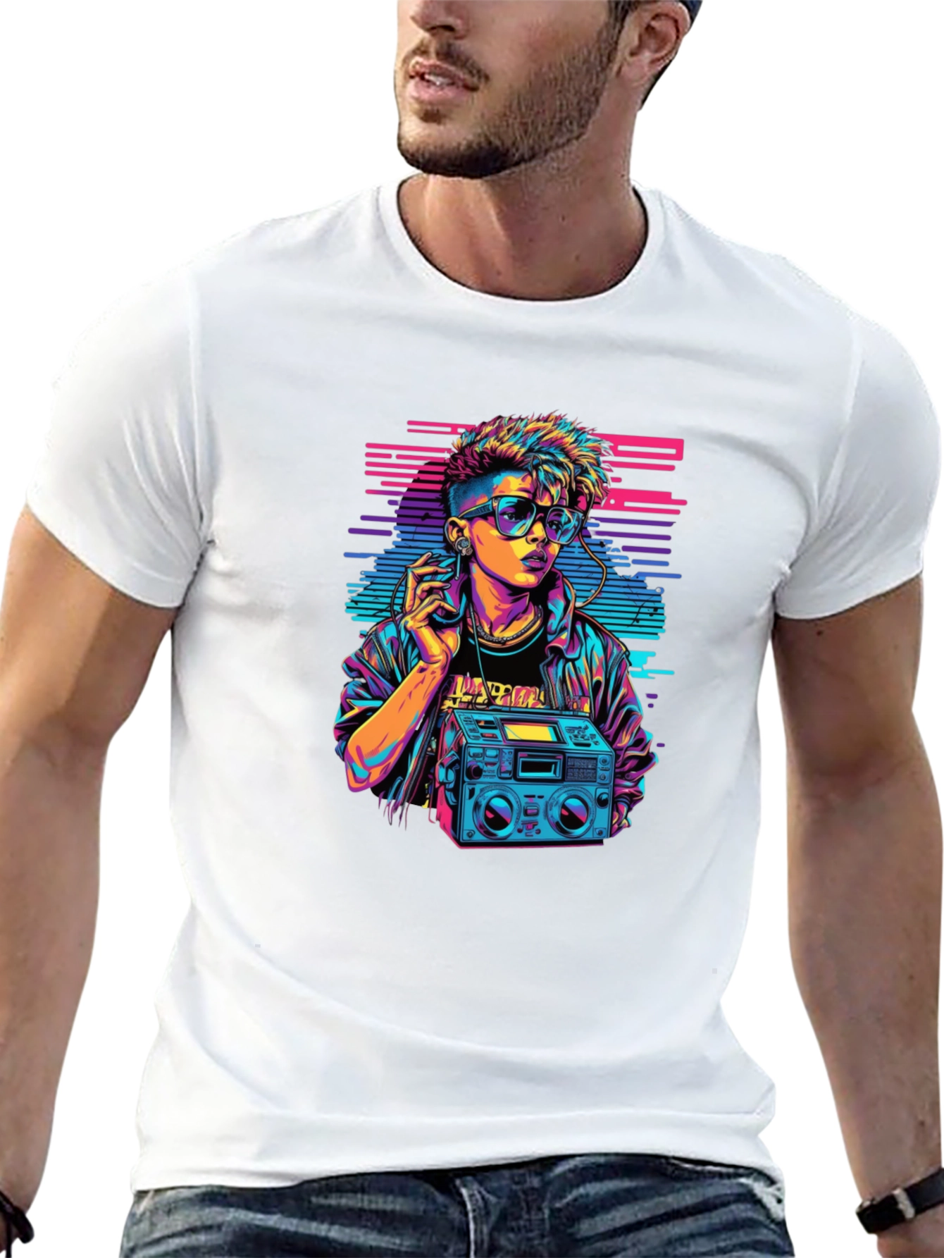 Retro 80s Boombox Graphic T-Shirt