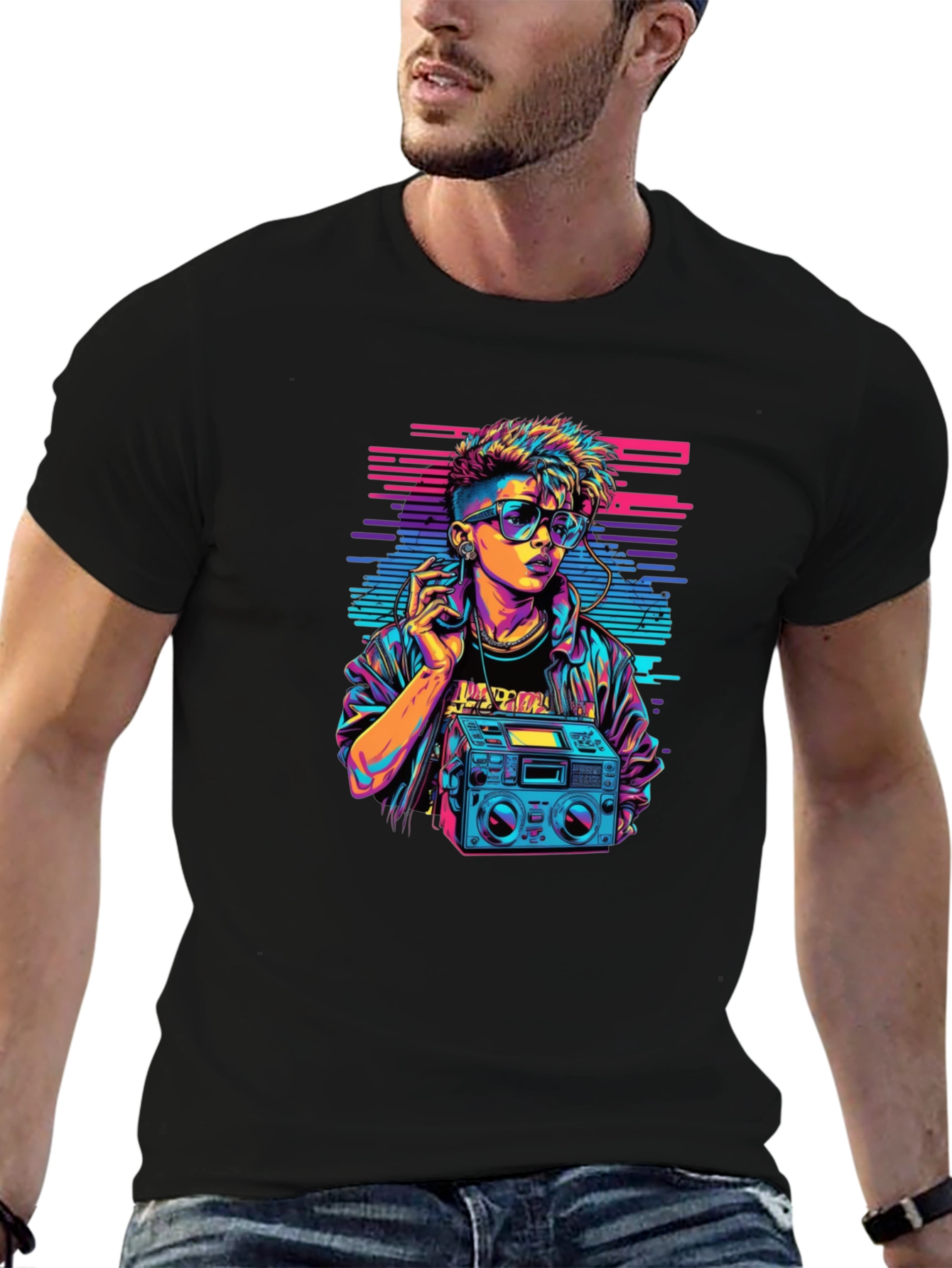 Retro 80s Boombox Graphic T-Shirt