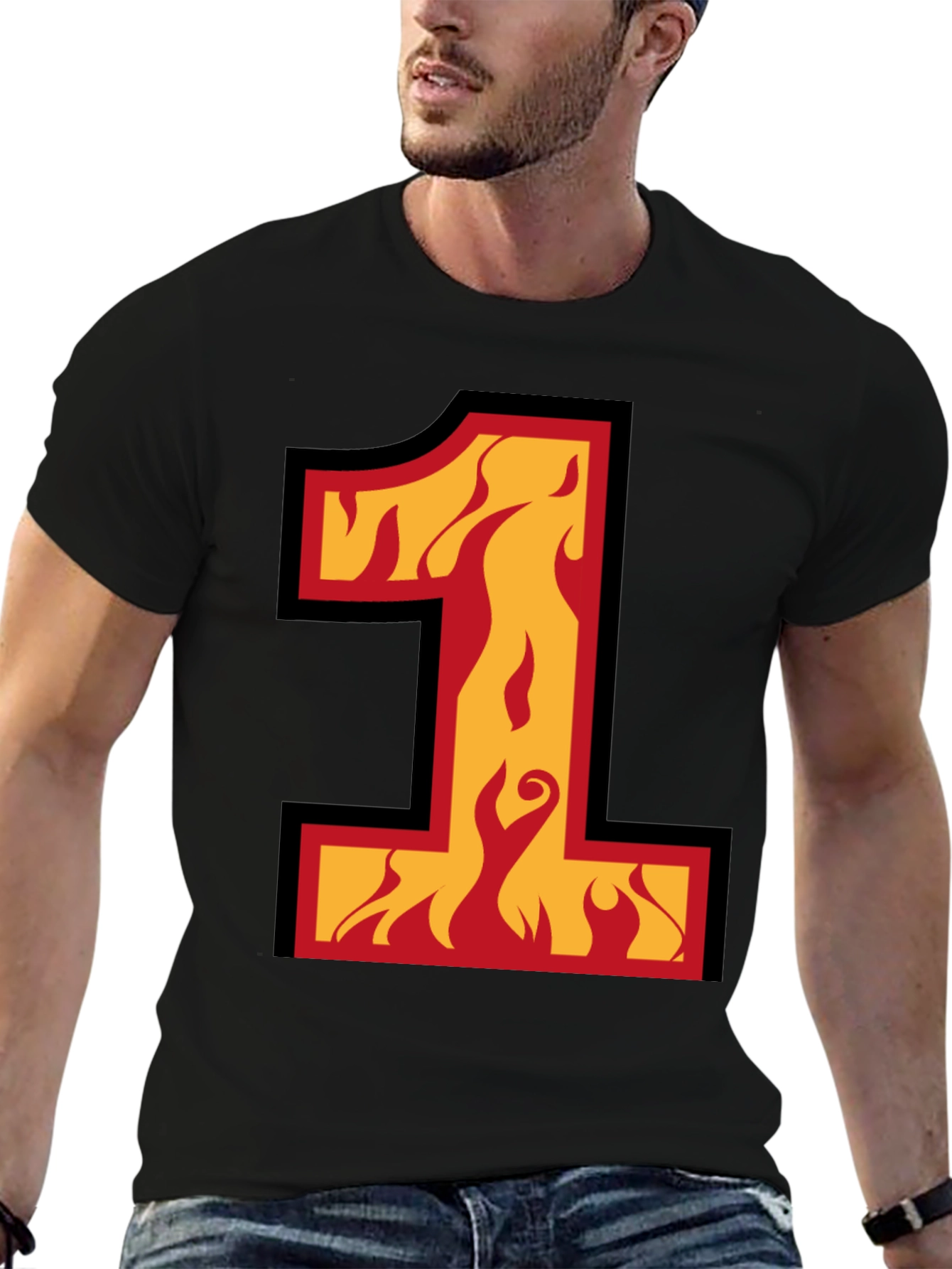 Fiery Number One Black T-Shirt