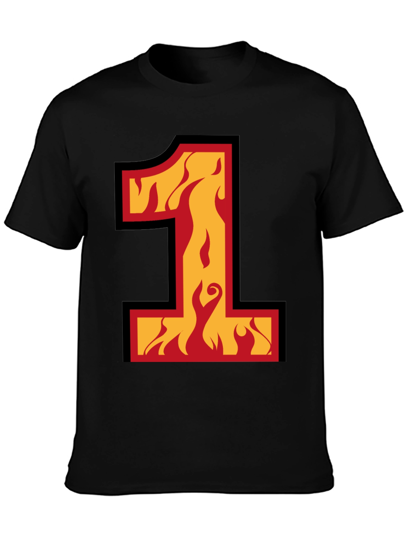 Fiery Number One Black T-Shirt
