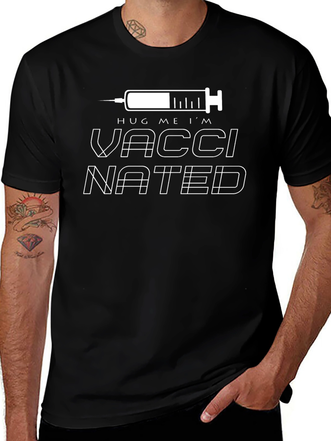 Vaccinated Graphic Tee - Hug Me Im Vaccinated Shirt