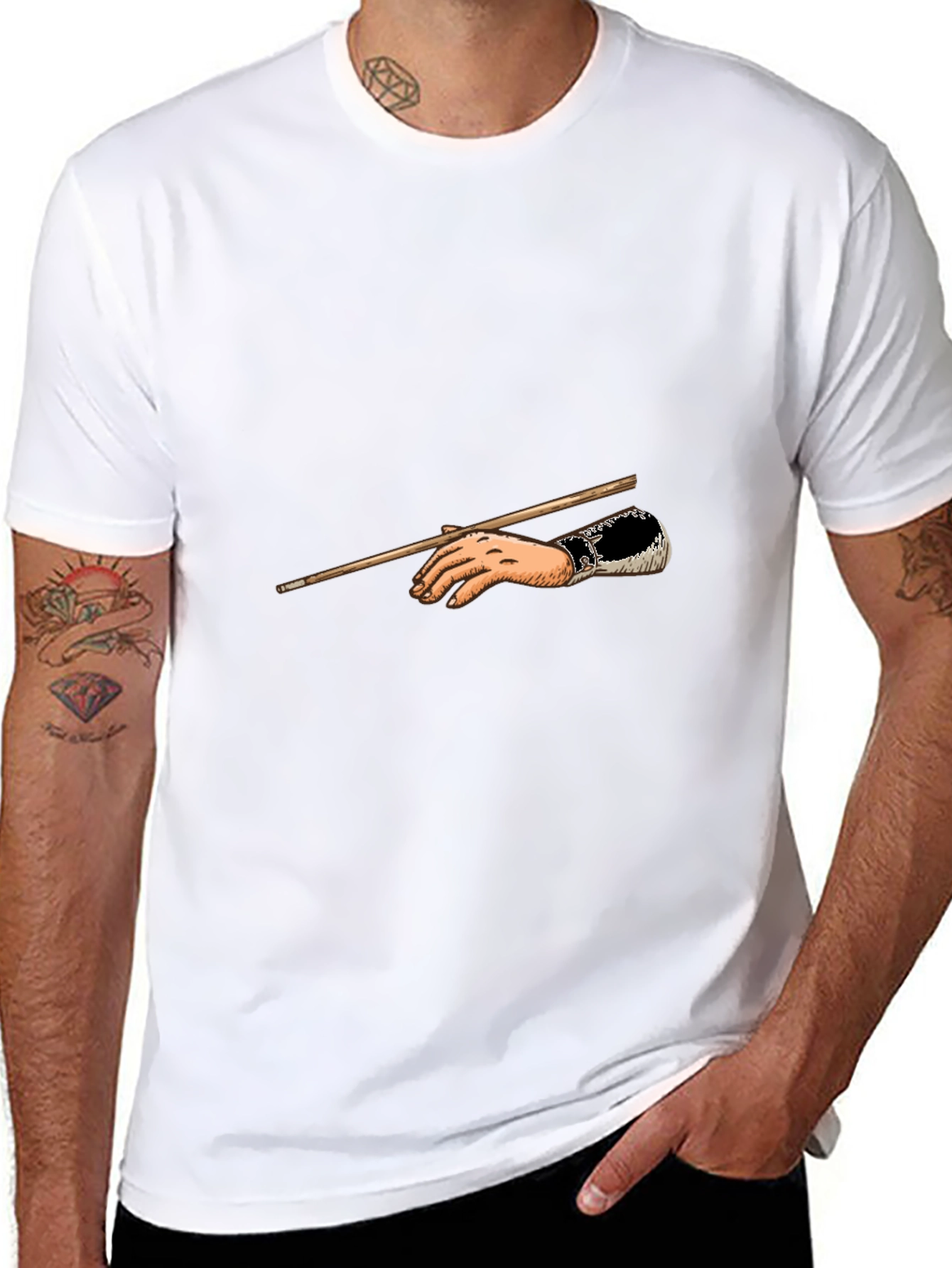 Classic Hand Holding Stick Graphic T-Shirt