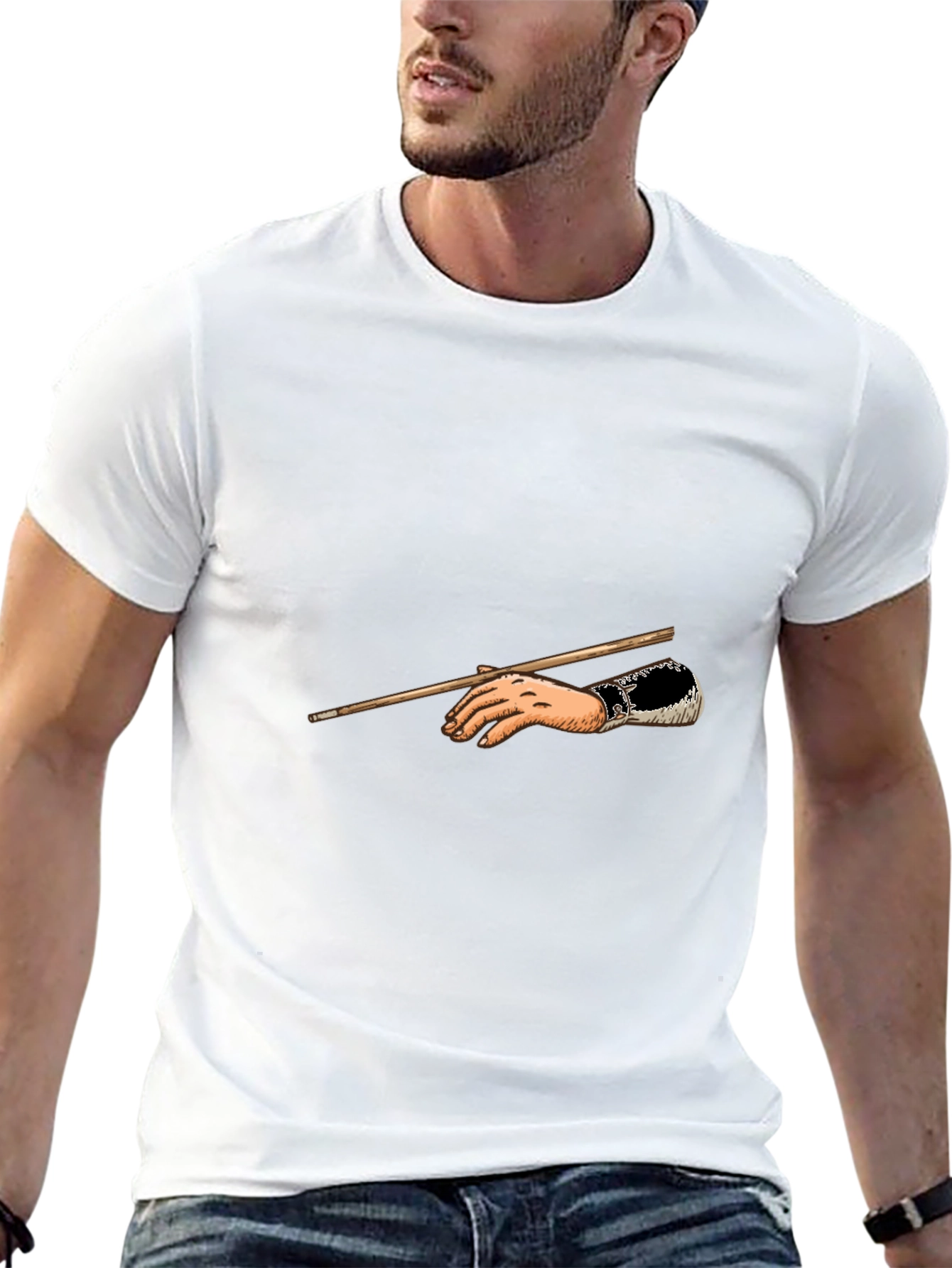 Classic Hand Holding Stick Graphic T-Shirt