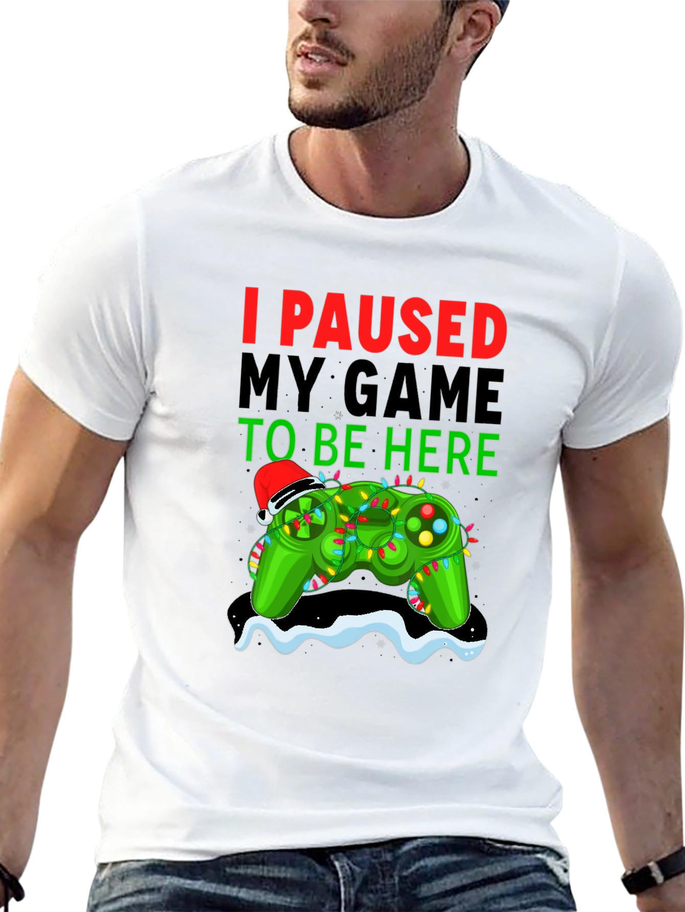 I Paused My Game Christmas Gamer T-Shirt