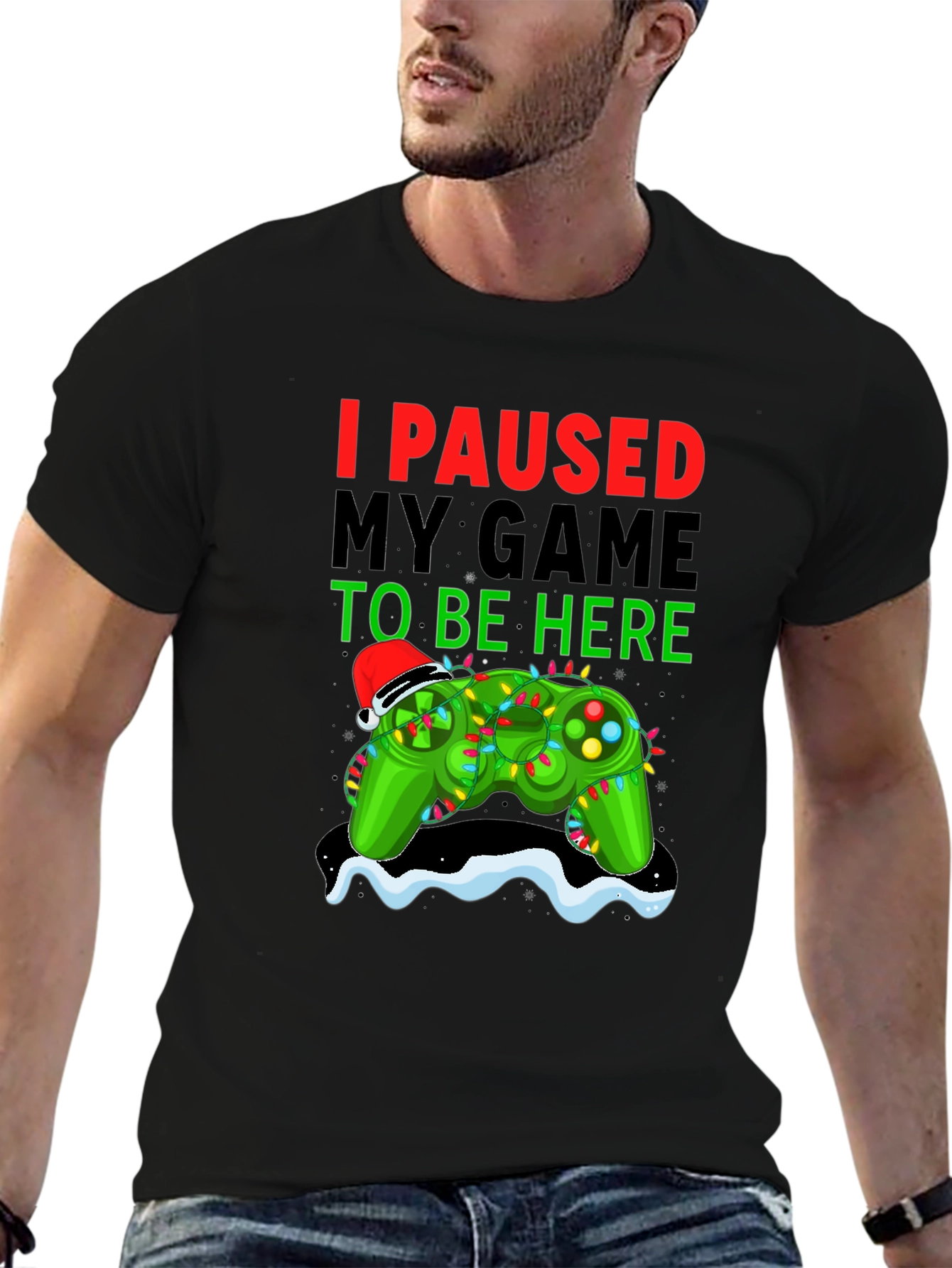 I Paused My Game Christmas Gamer T-Shirt