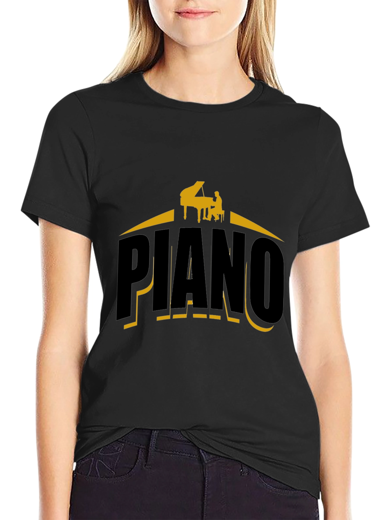 Piano Graphic Tee - Music Lovers Black T-Shirt