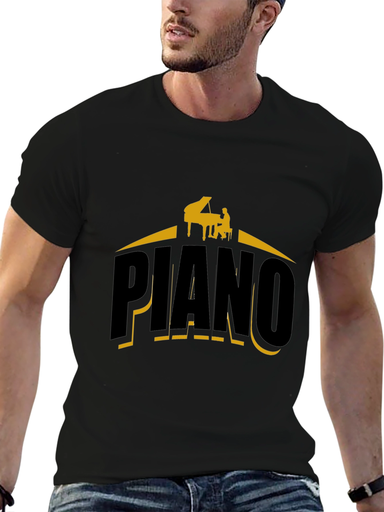 Piano Graphic Tee - Music Lovers Black T-Shirt