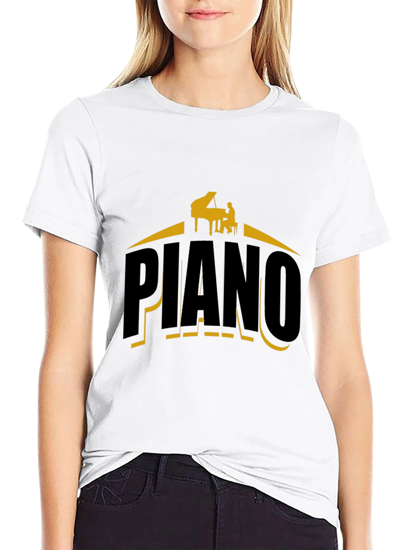Piano Graphic Tee - Music Lovers Black T-Shirt