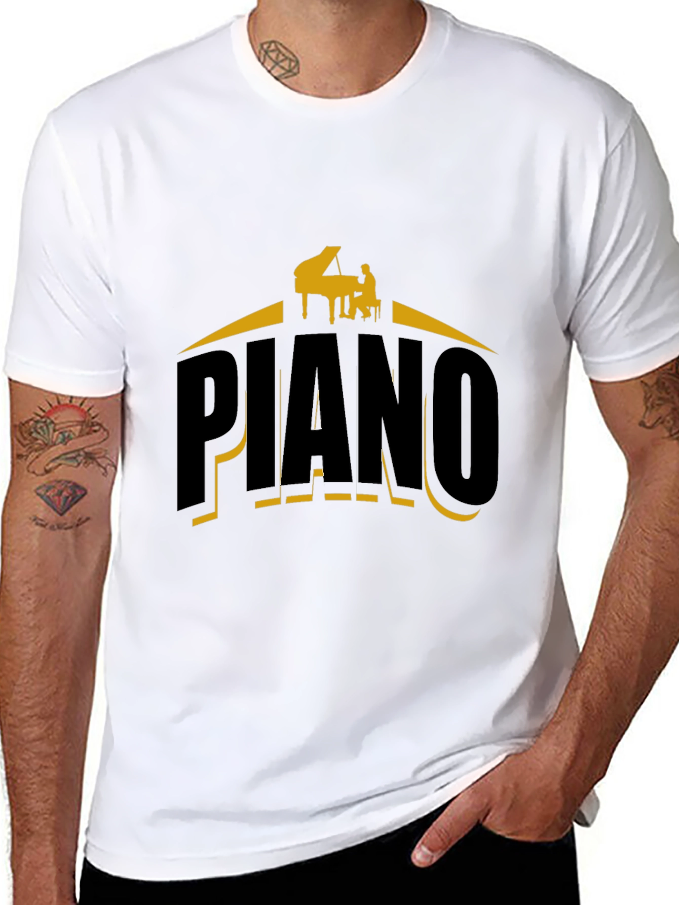 Piano Graphic Tee - Music Lovers Black T-Shirt