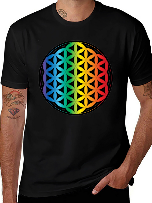 Rainbow Flower of Life Graphic Tee