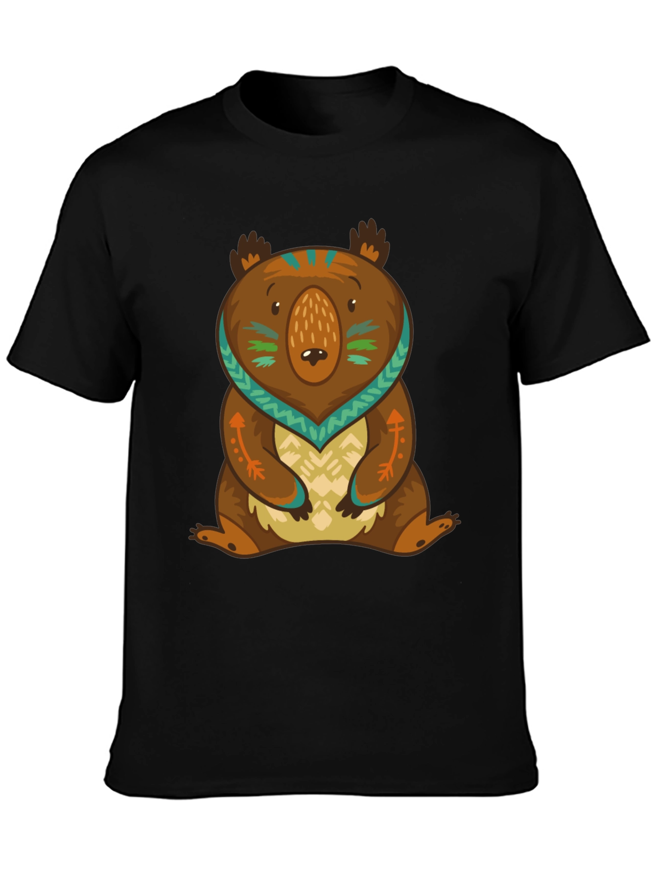 Bear Graphic Print Tee - Black