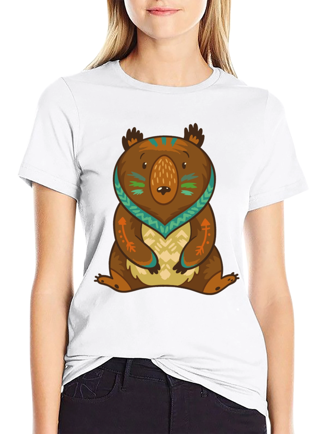 Bear Graphic Print Tee - Black