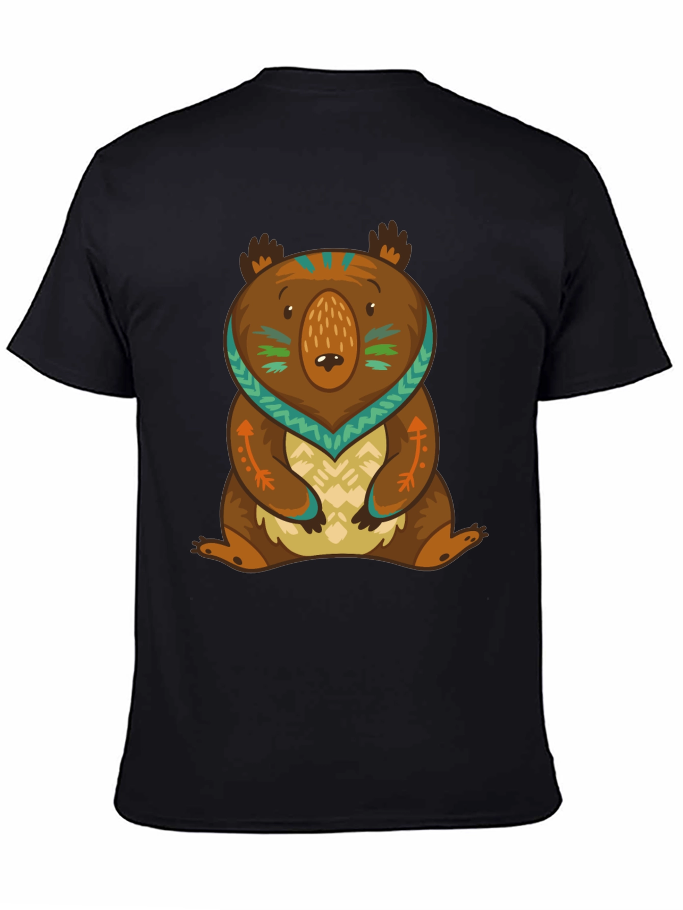 Bear Graphic Print Tee - Black