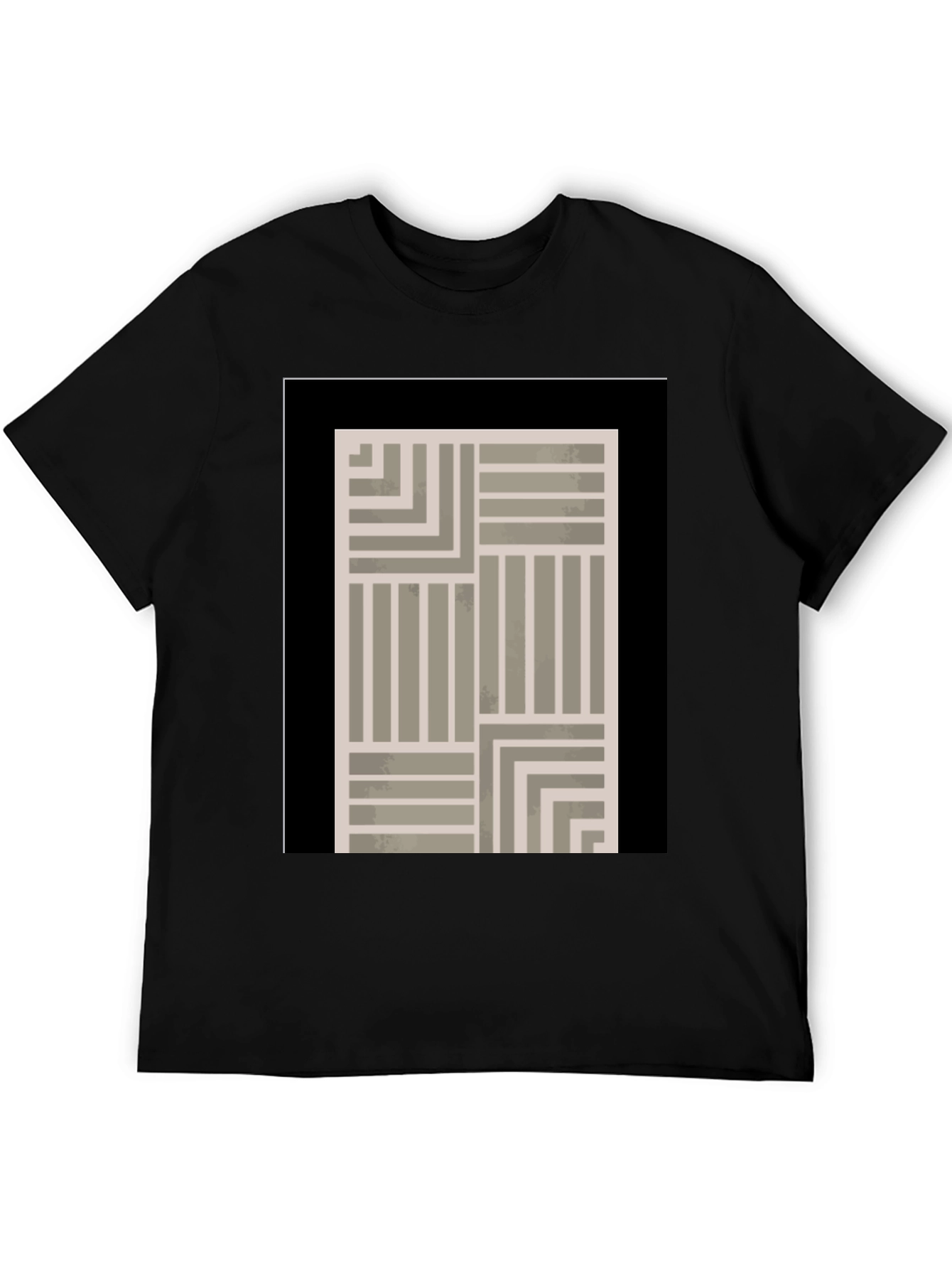 Abstract Geometric Pattern Black T-Shirt