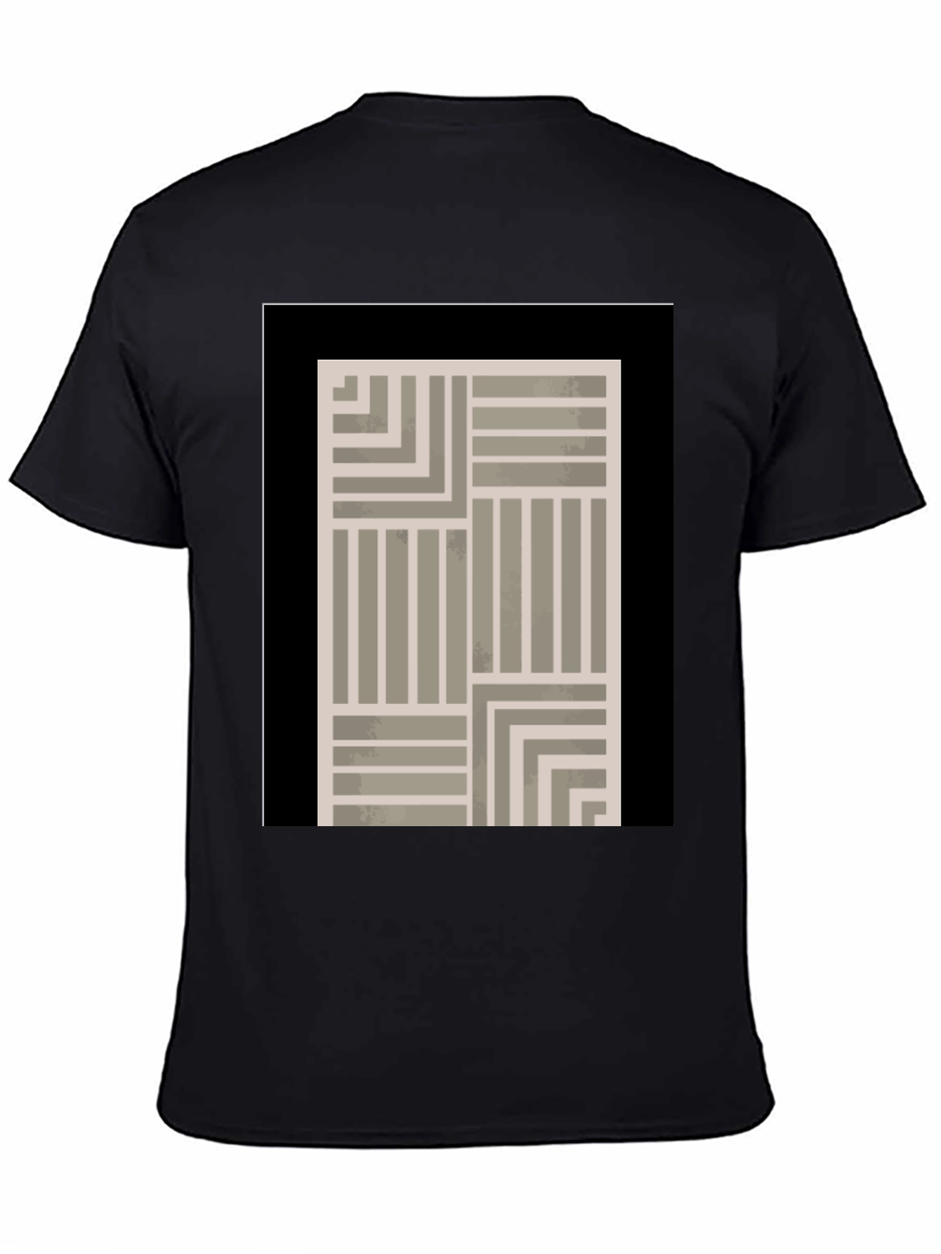 Abstract Geometric Pattern Black T-Shirt