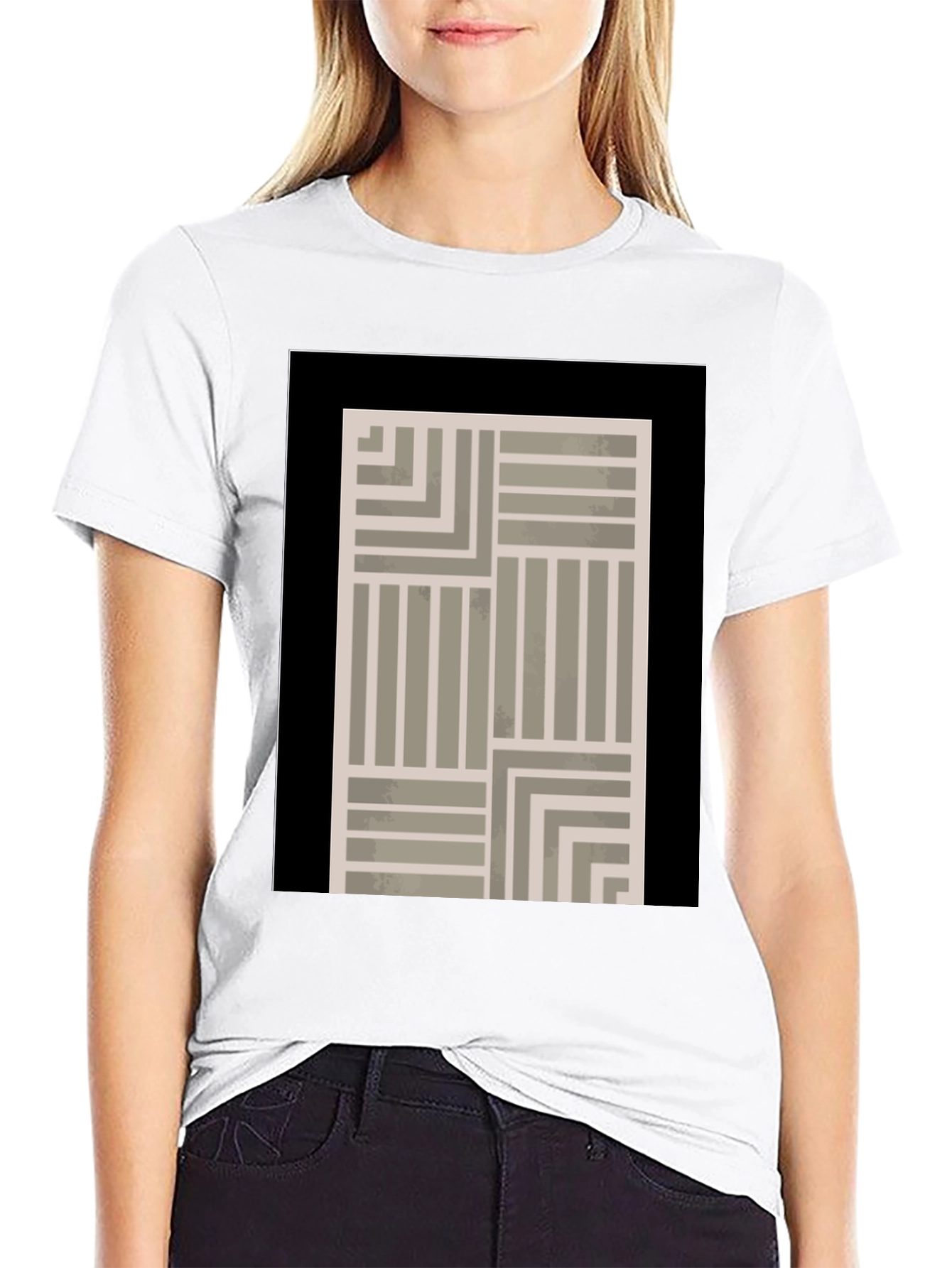 Abstract Geometric Pattern Black T-Shirt