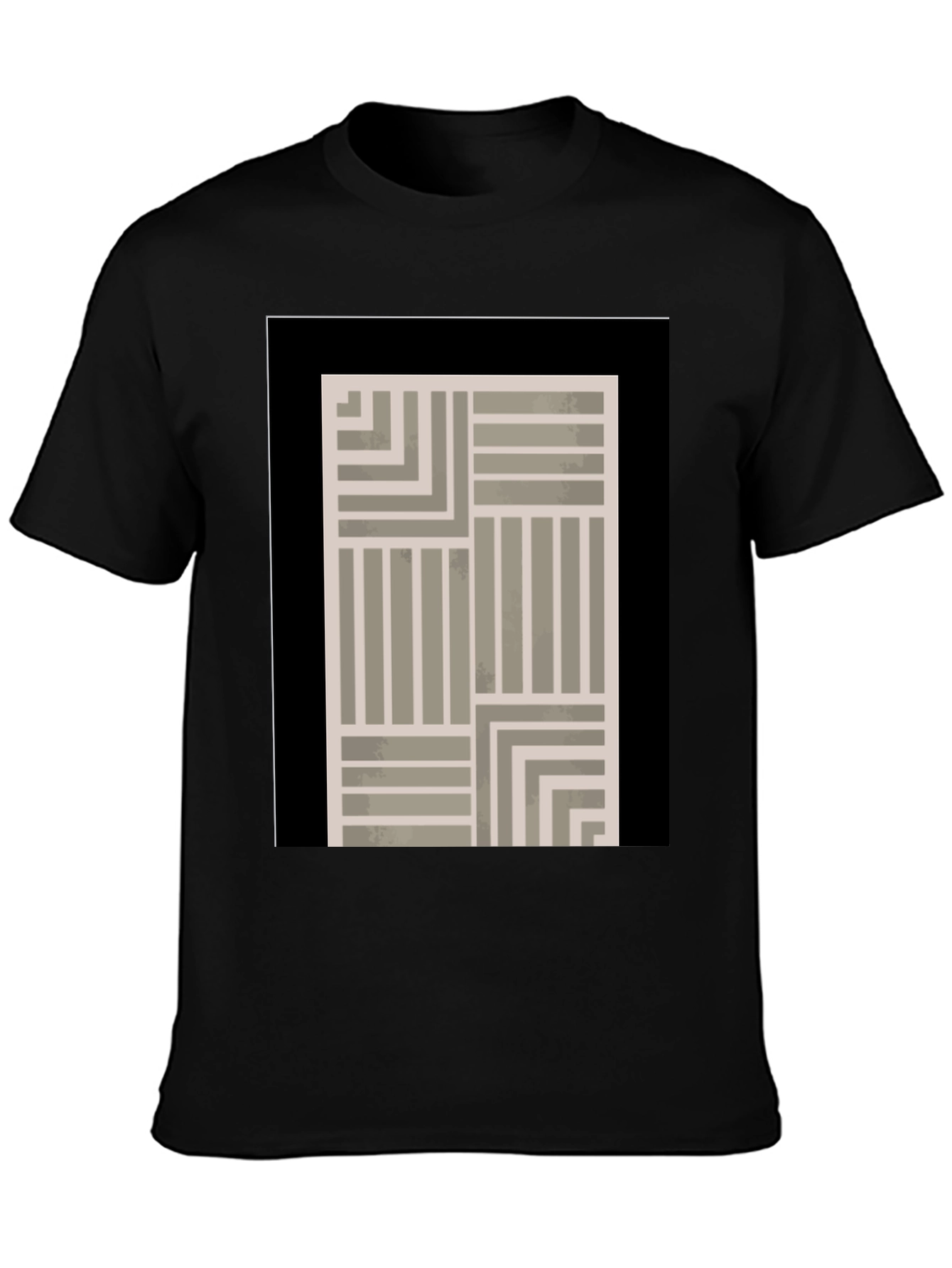 Abstract Geometric Pattern Black T-Shirt