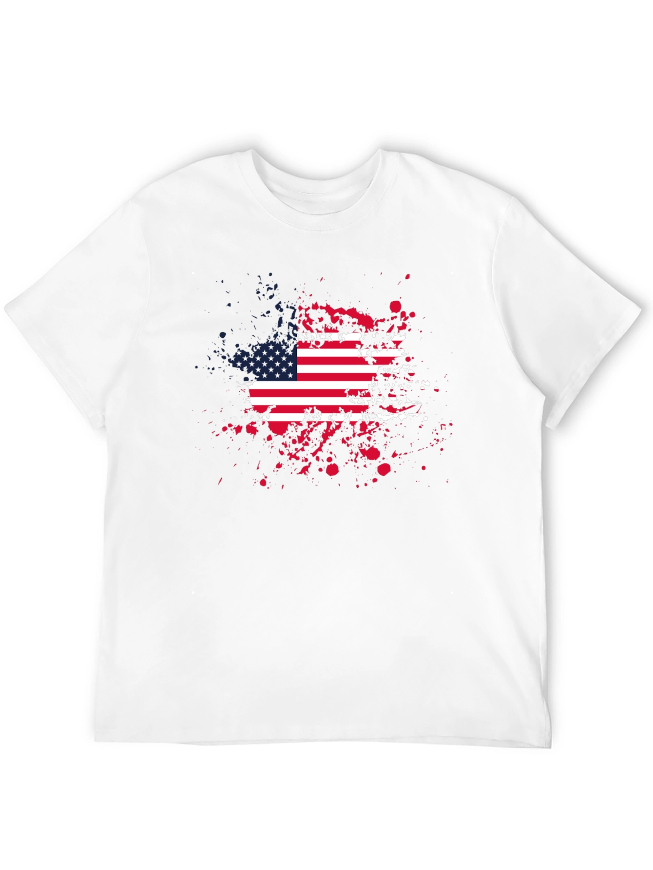 American Flag Splatter Print Black T-Shirt