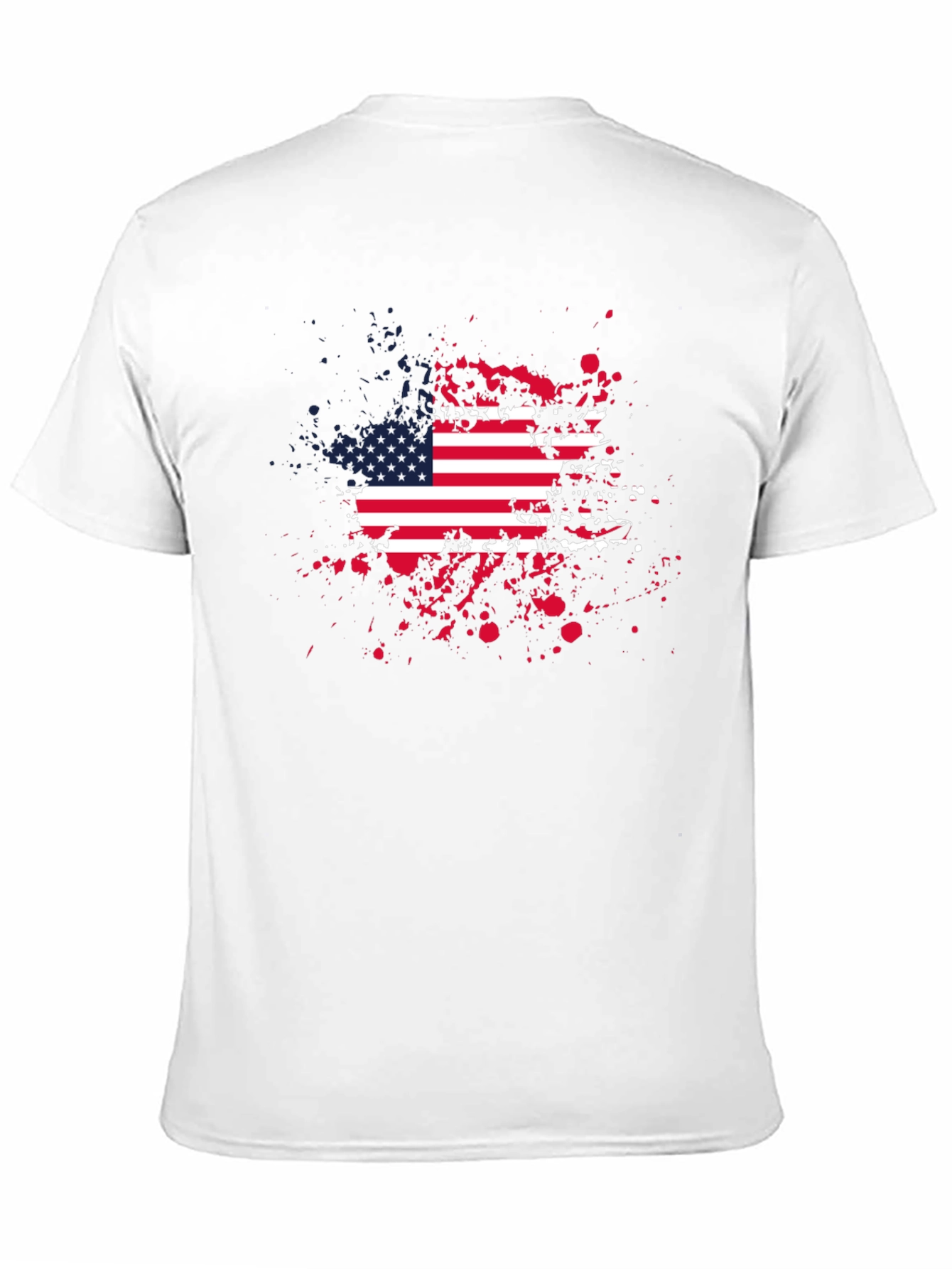 American Flag Splatter Print Black T-Shirt