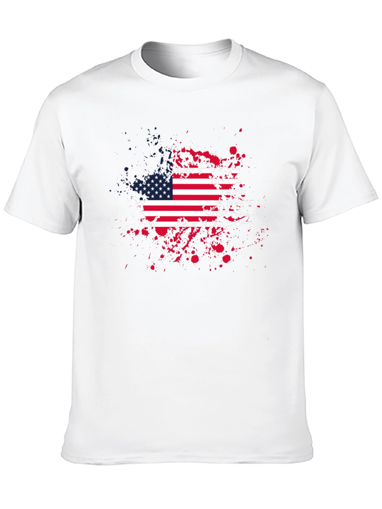 American Flag Splatter Print Black T-Shirt