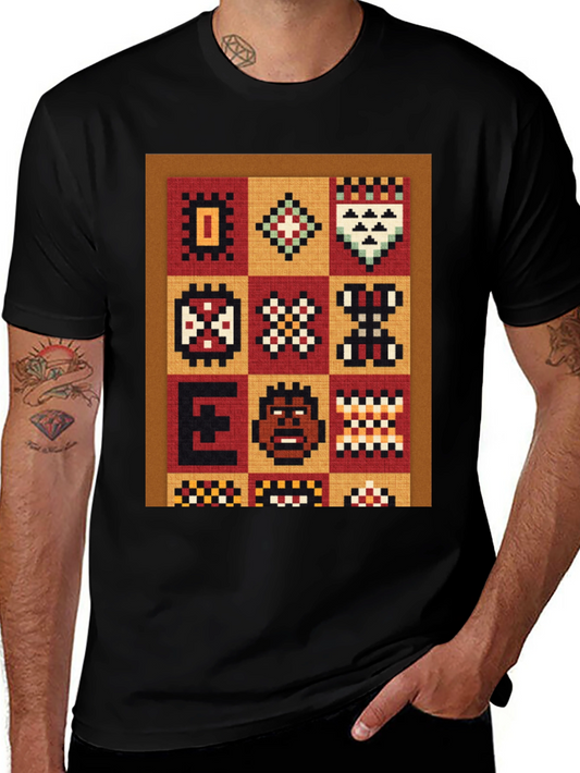 Retro Pixelated African Pattern Graphic Tee