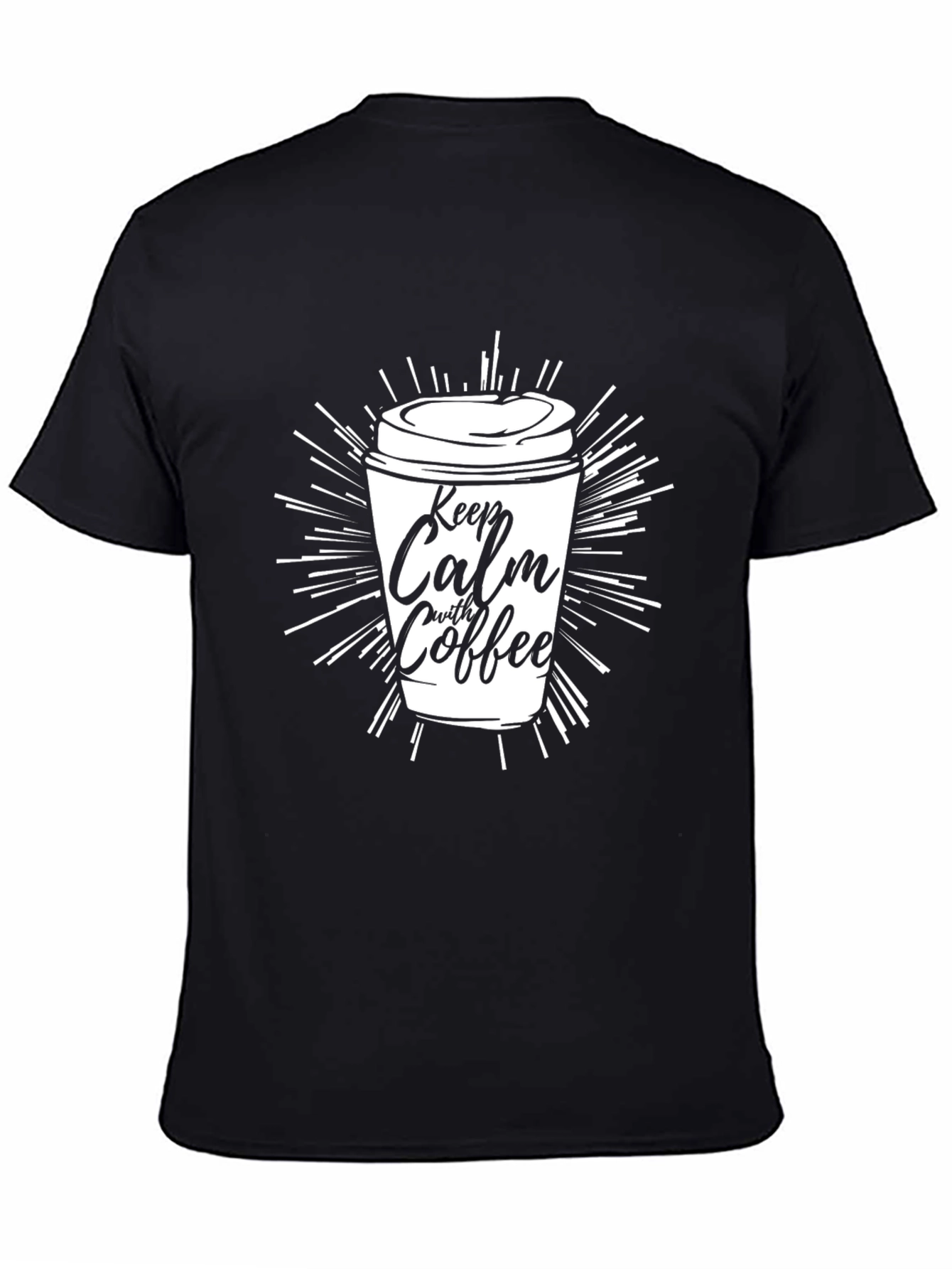 Keep Calm With Coffee Black Graphic T-Shirt