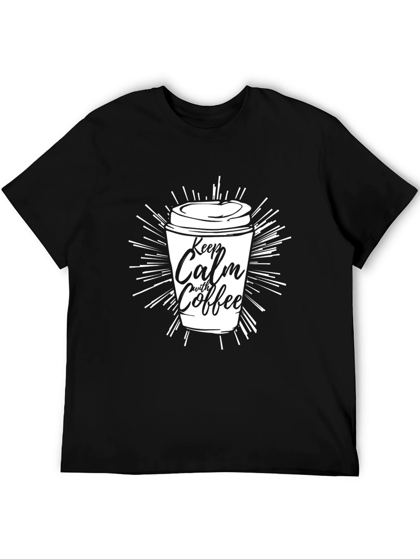 Keep Calm With Coffee Black Graphic T-Shirt