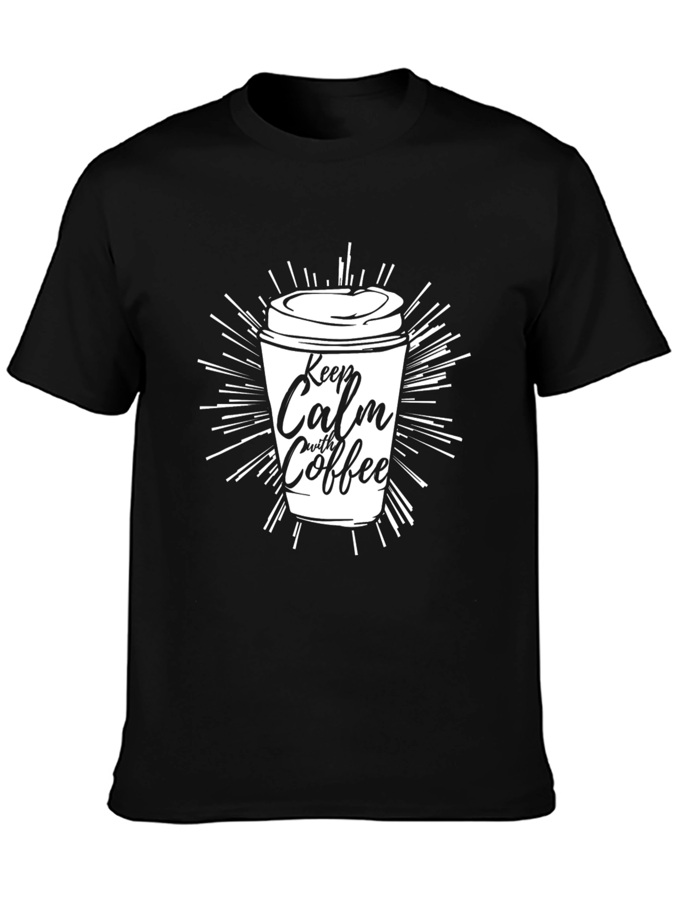 Keep Calm With Coffee Black Graphic T-Shirt