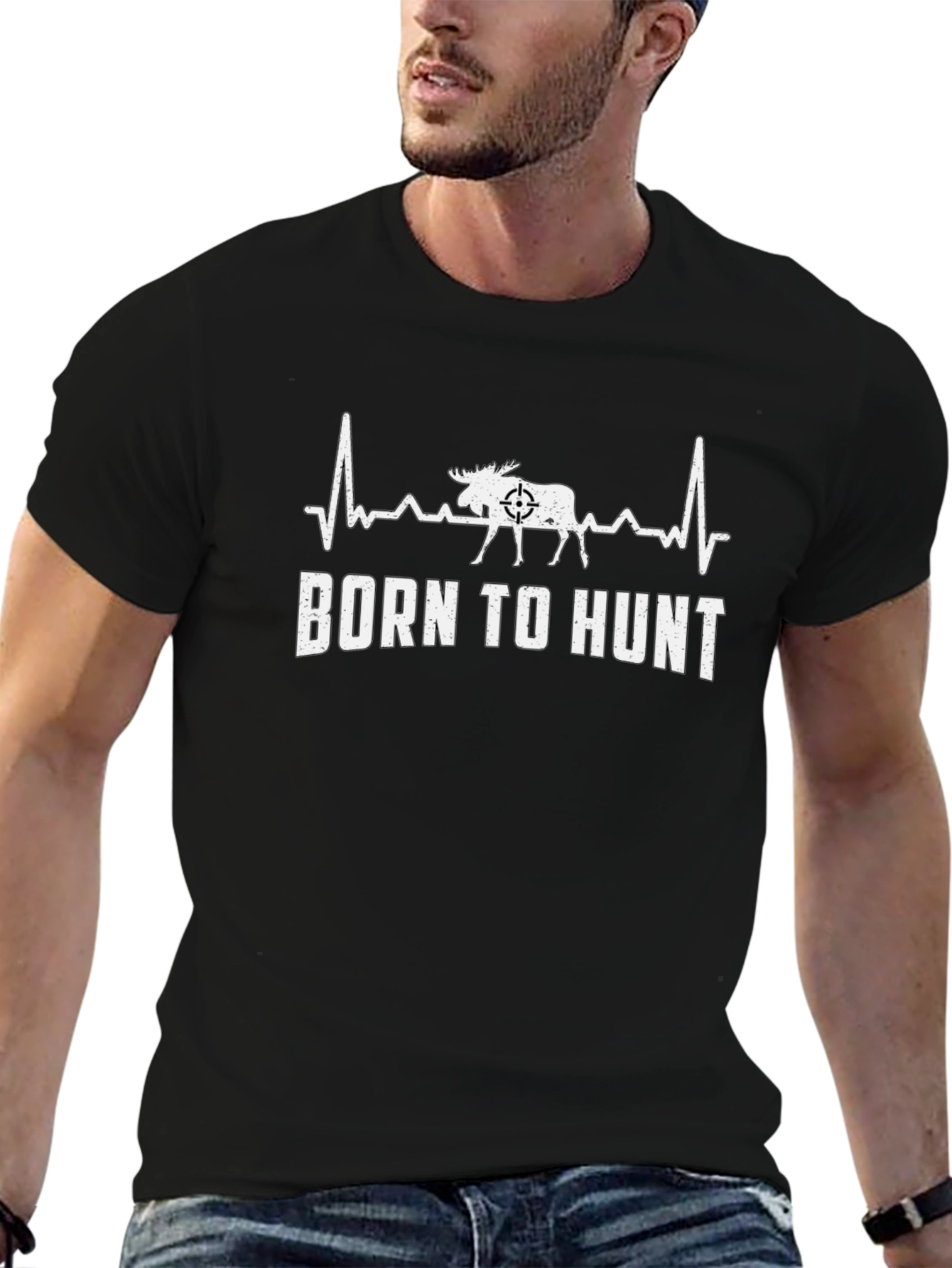 Born to Hunt Moose Heartbeat T-Shirt