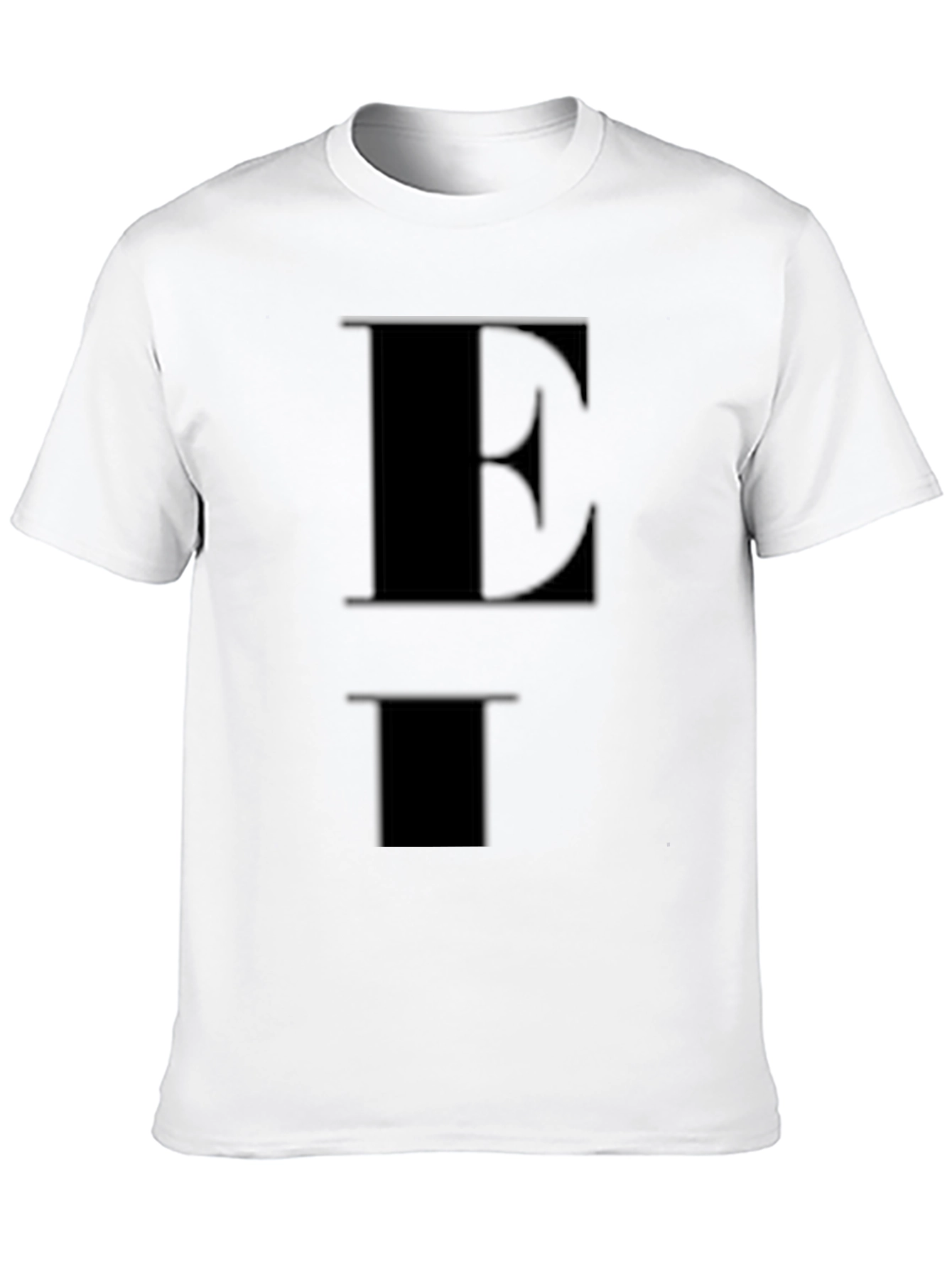 Bold Initial Black Tee - E
