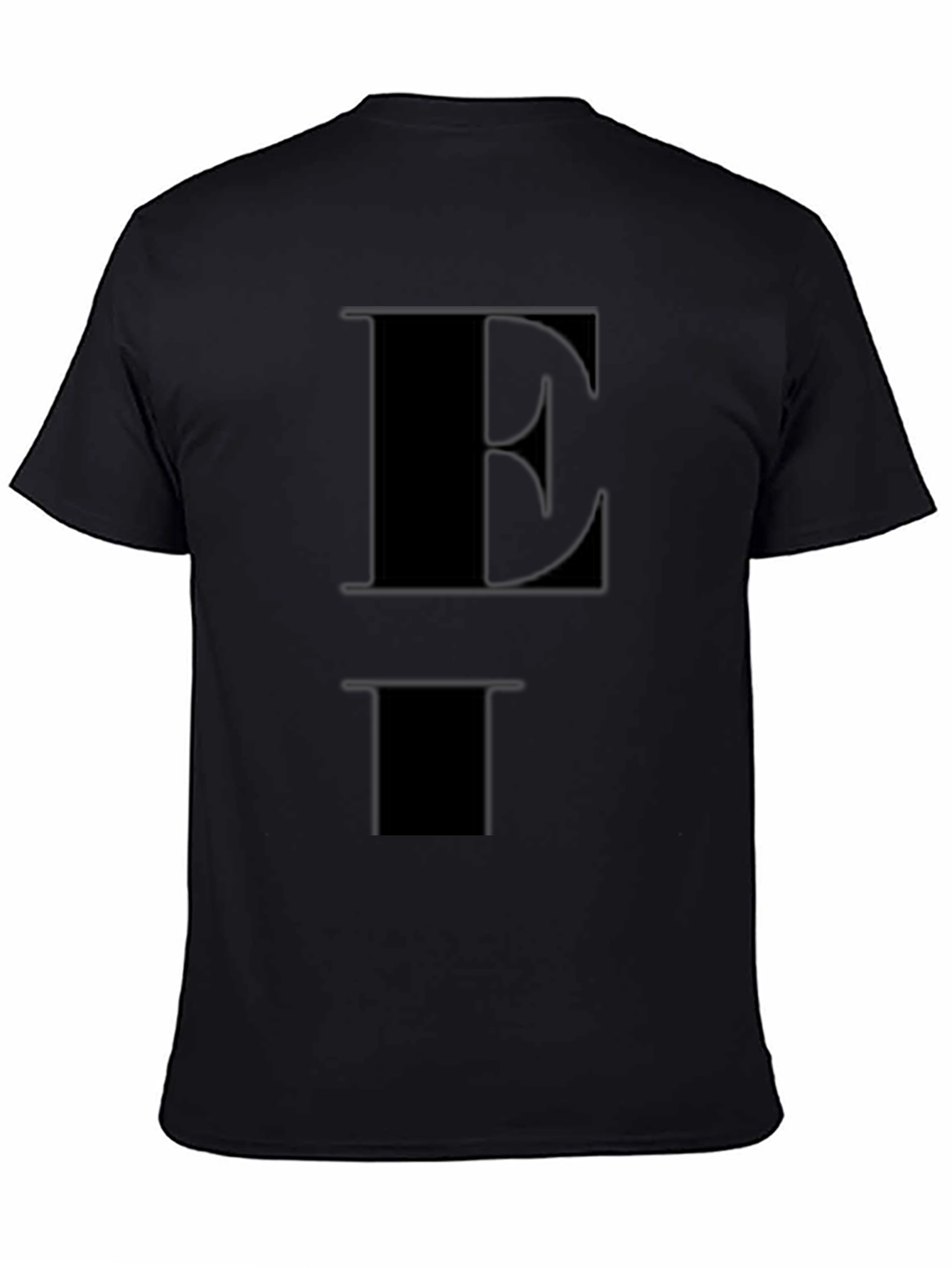 Bold Initial Black Tee - E