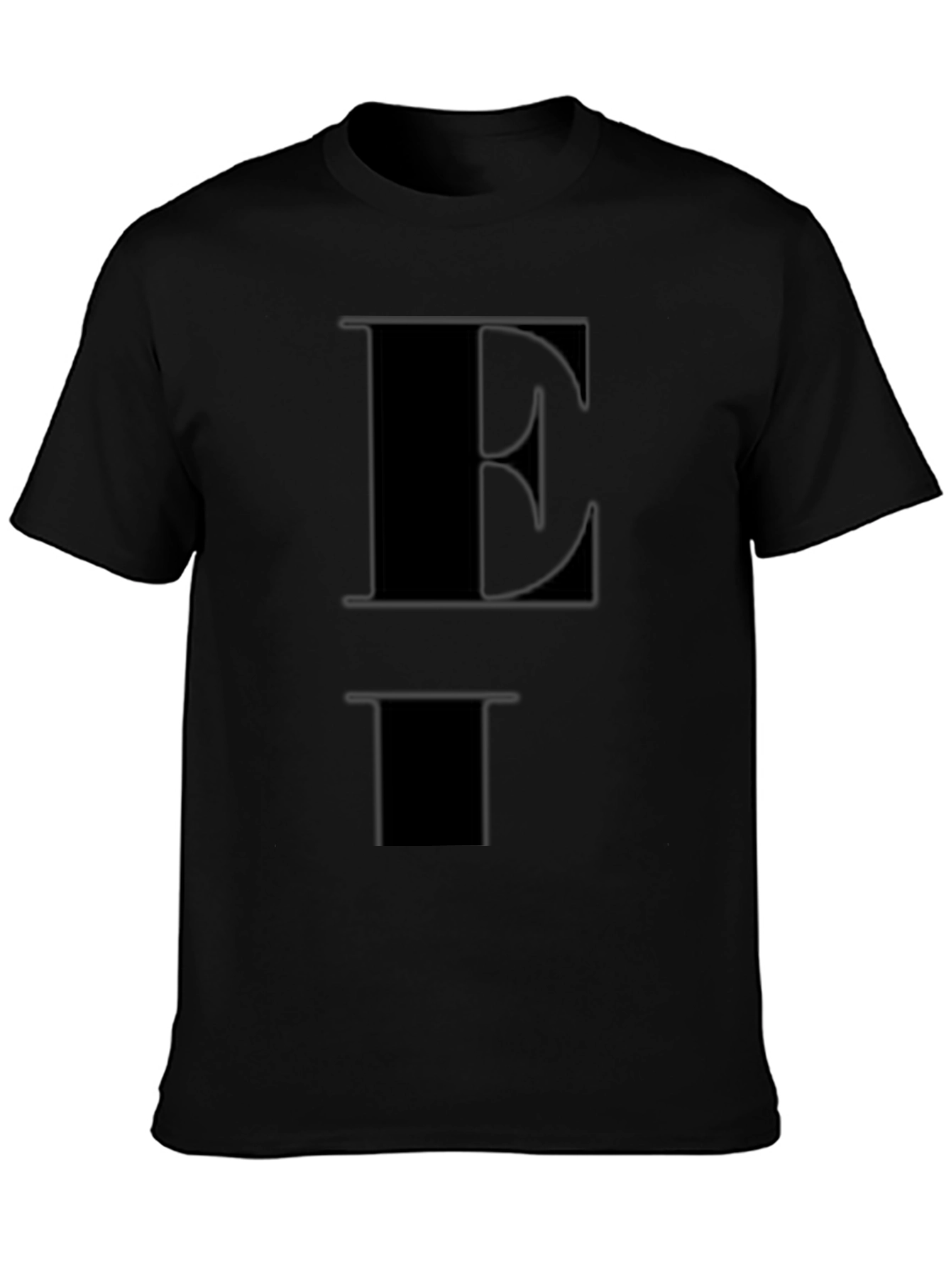 Bold Initial Black Tee - E