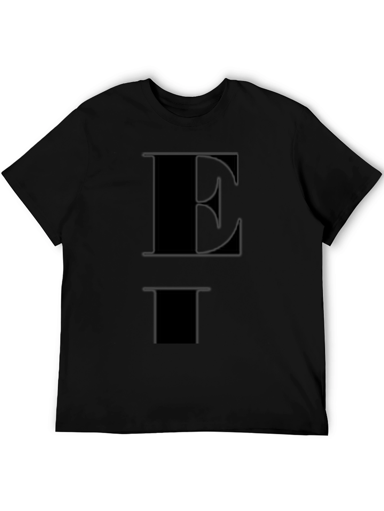 Bold Initial Black Tee - E