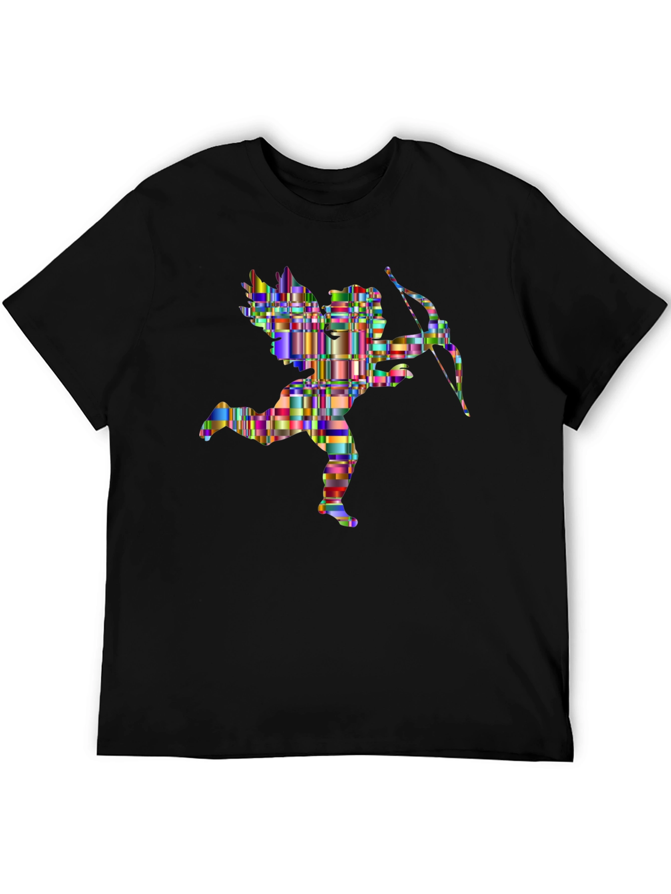 Abstract Cupid Graphic Tee - Stylish Black T-Shirt
