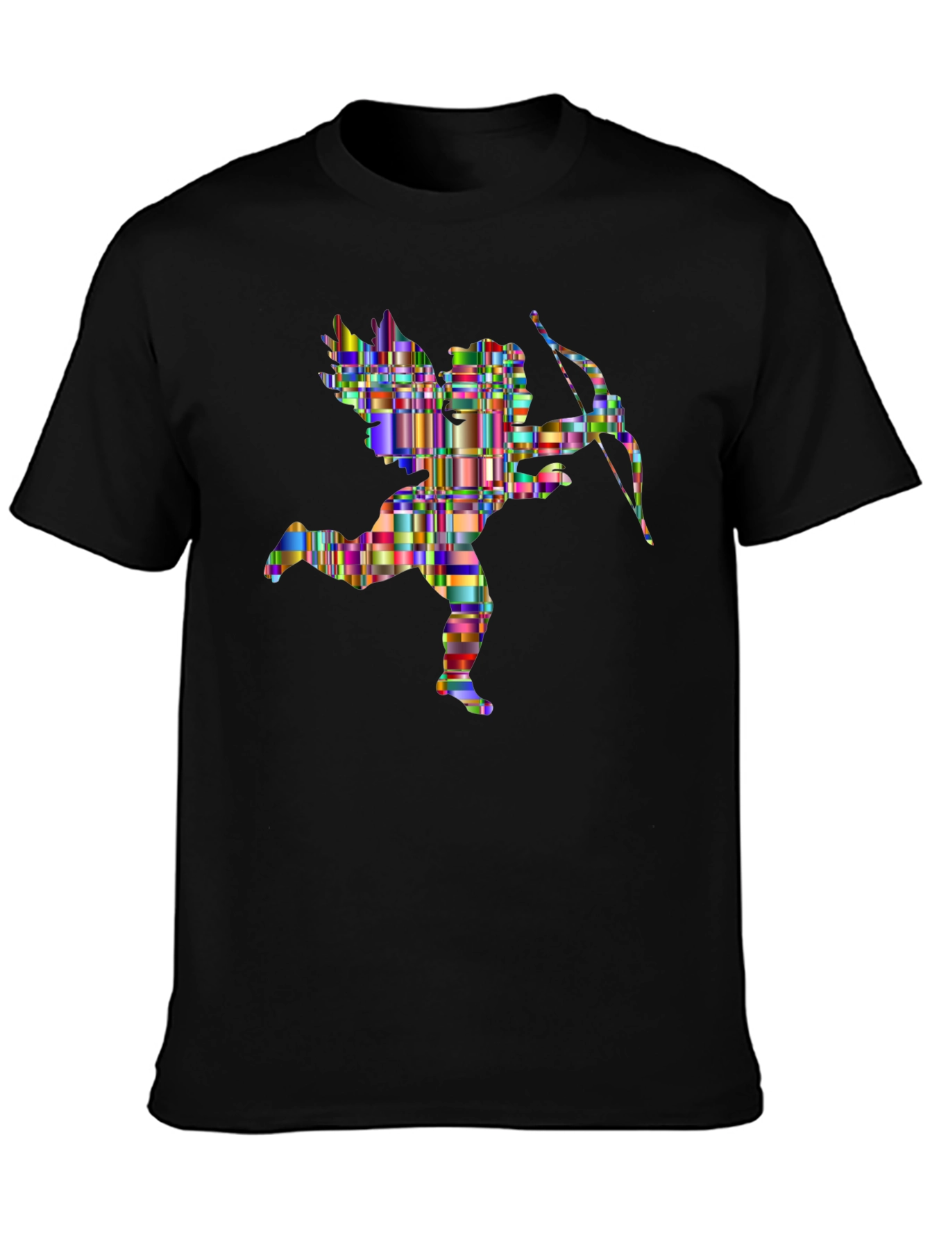 Abstract Cupid Graphic Tee - Stylish Black T-Shirt