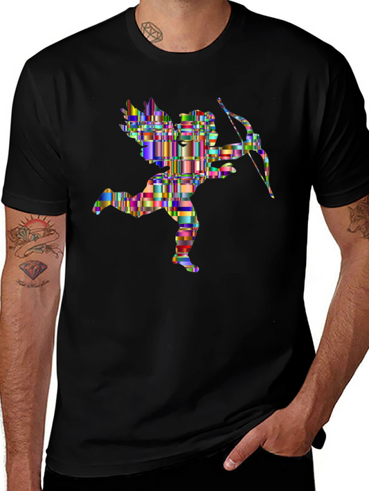 Abstract Cupid Graphic Tee - Stylish Black T-Shirt