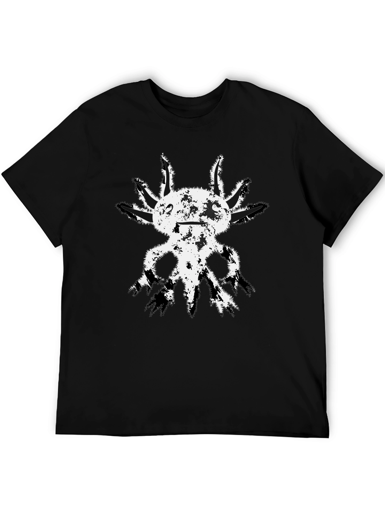 Axolotl Graphic Tee - Distressed Print Black T-Shirt